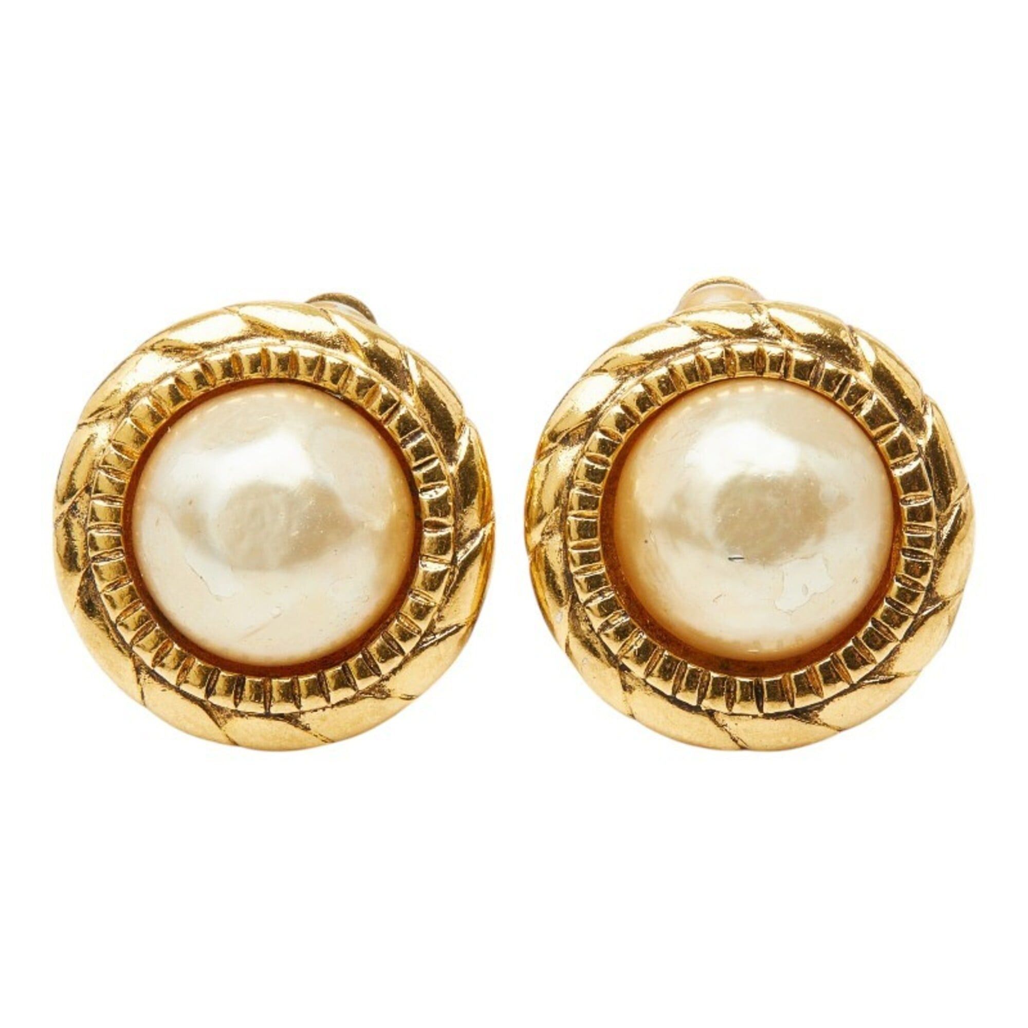 Chanel Chanel Round Earrings, Gold, Faux Pearl, Plated, Women's. Size ONE SIZE - 2 Thumbnail