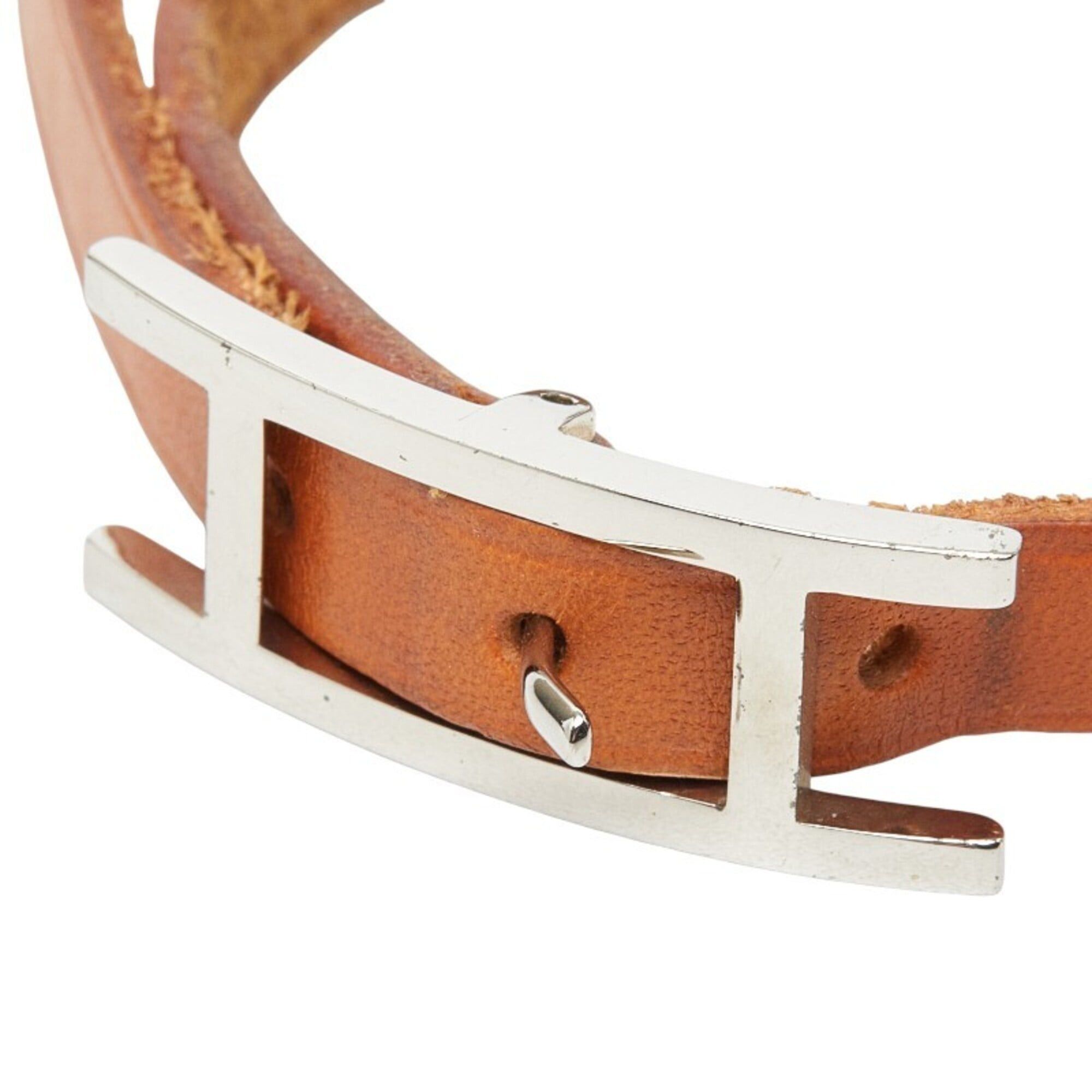 Hermes Hermes Api 1 Bracelet, Brown, Silver Hardware, Leather, Women's Size ONE SIZE - 3 Thumbnail