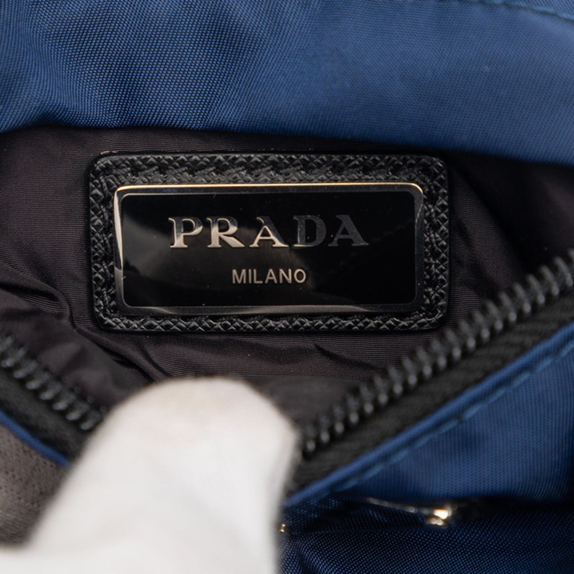 Prada Prada Triangle Logo Plate Shoulder Bag, Navy/Black Nylon, Women's PRADA Size ONE SIZE - 5 Thumbnail