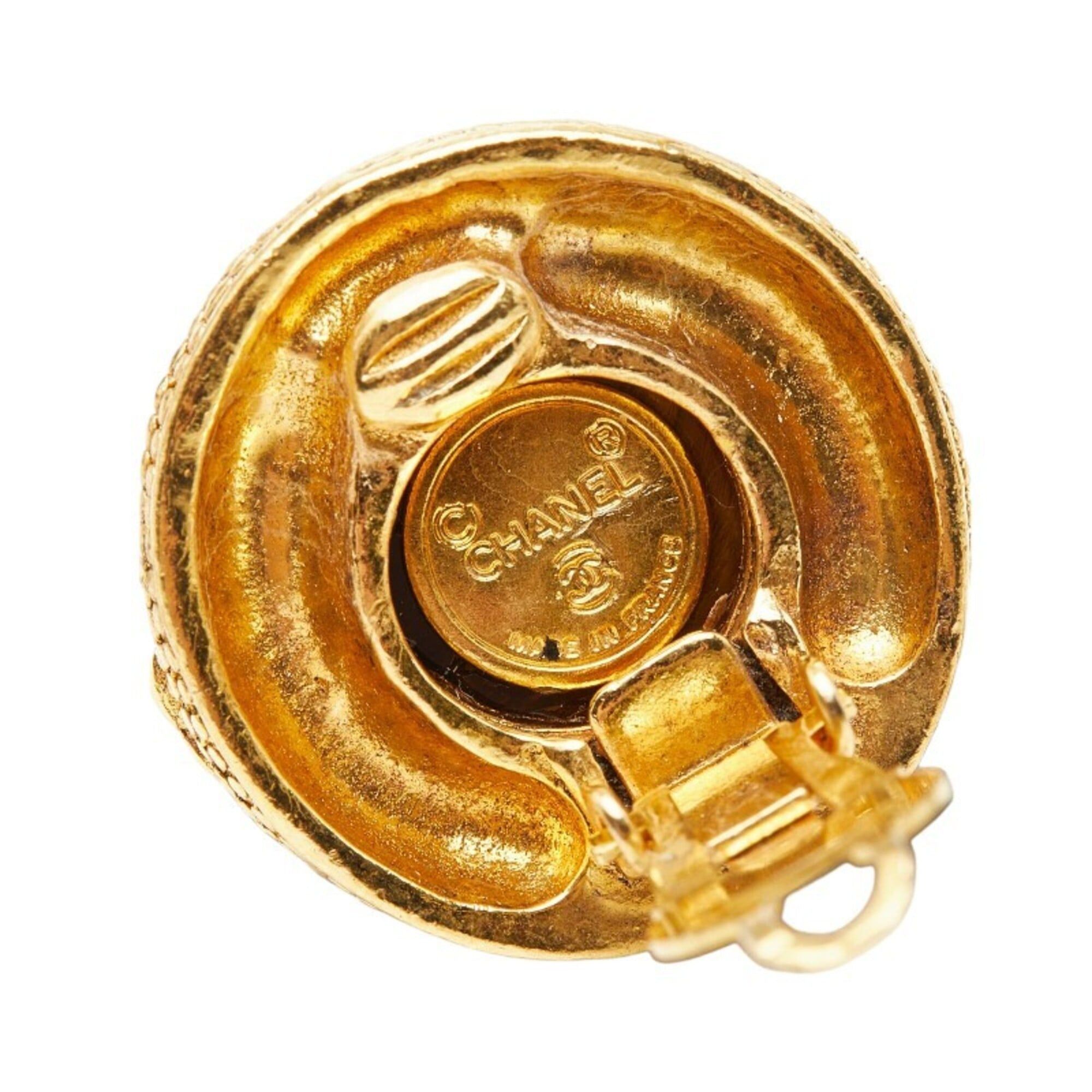 Chanel Chanel Coco Mark Earrings, Gold Plated, Tiger Eye, Women's CHANEL Size ONE SIZE - 4 Thumbnail
