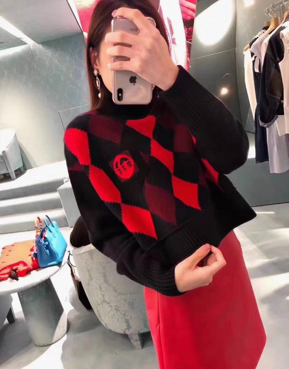 Miu Miu MIUMIU Plaid Turtleneck Knit Sweater Size S / US 4 / IT 40 - 7 Thumbnail