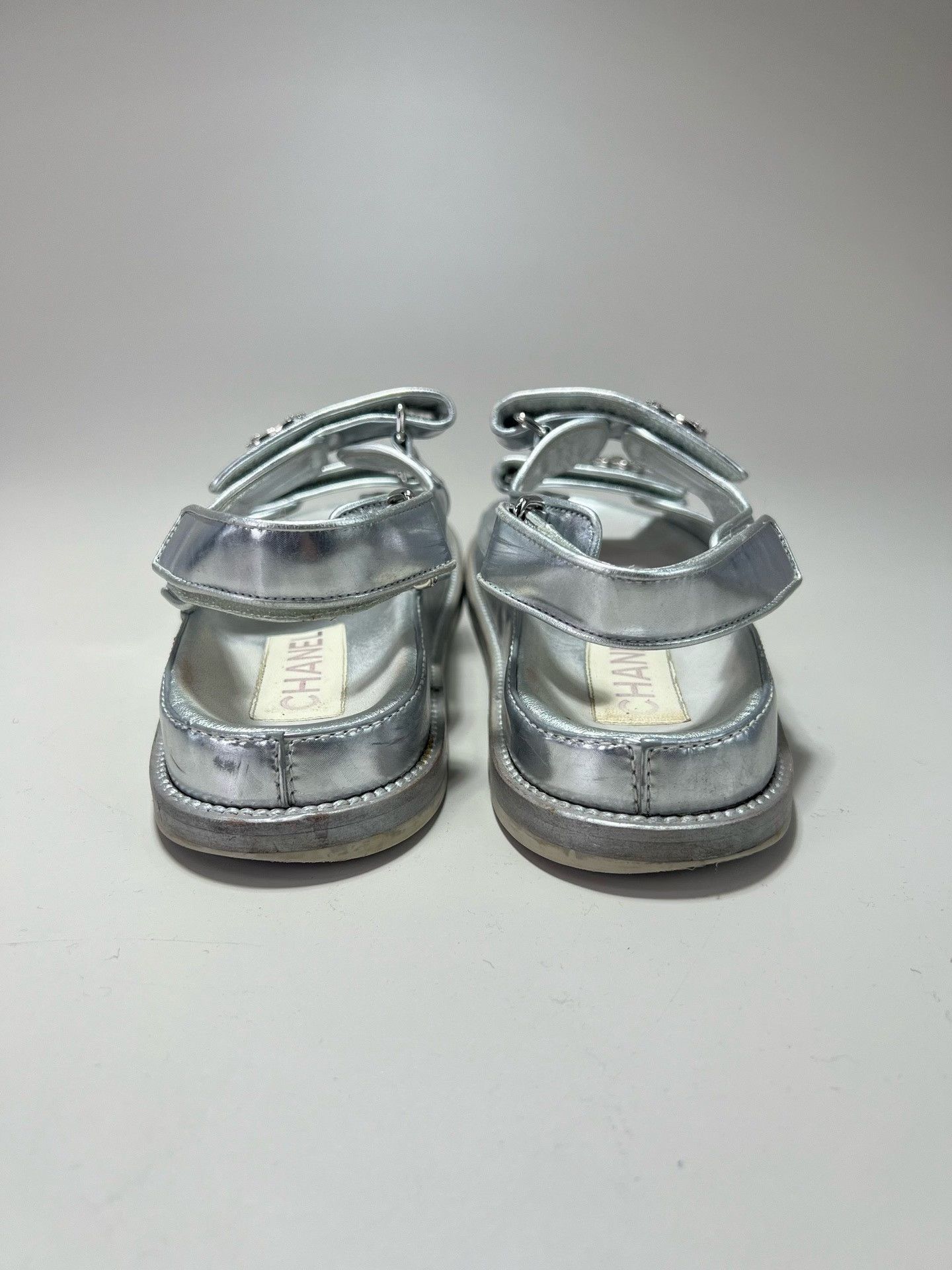 Chanel CHANEL Silver Velcro Sandals Size US 6.5 / IT 36.5 - 3 Thumbnail
