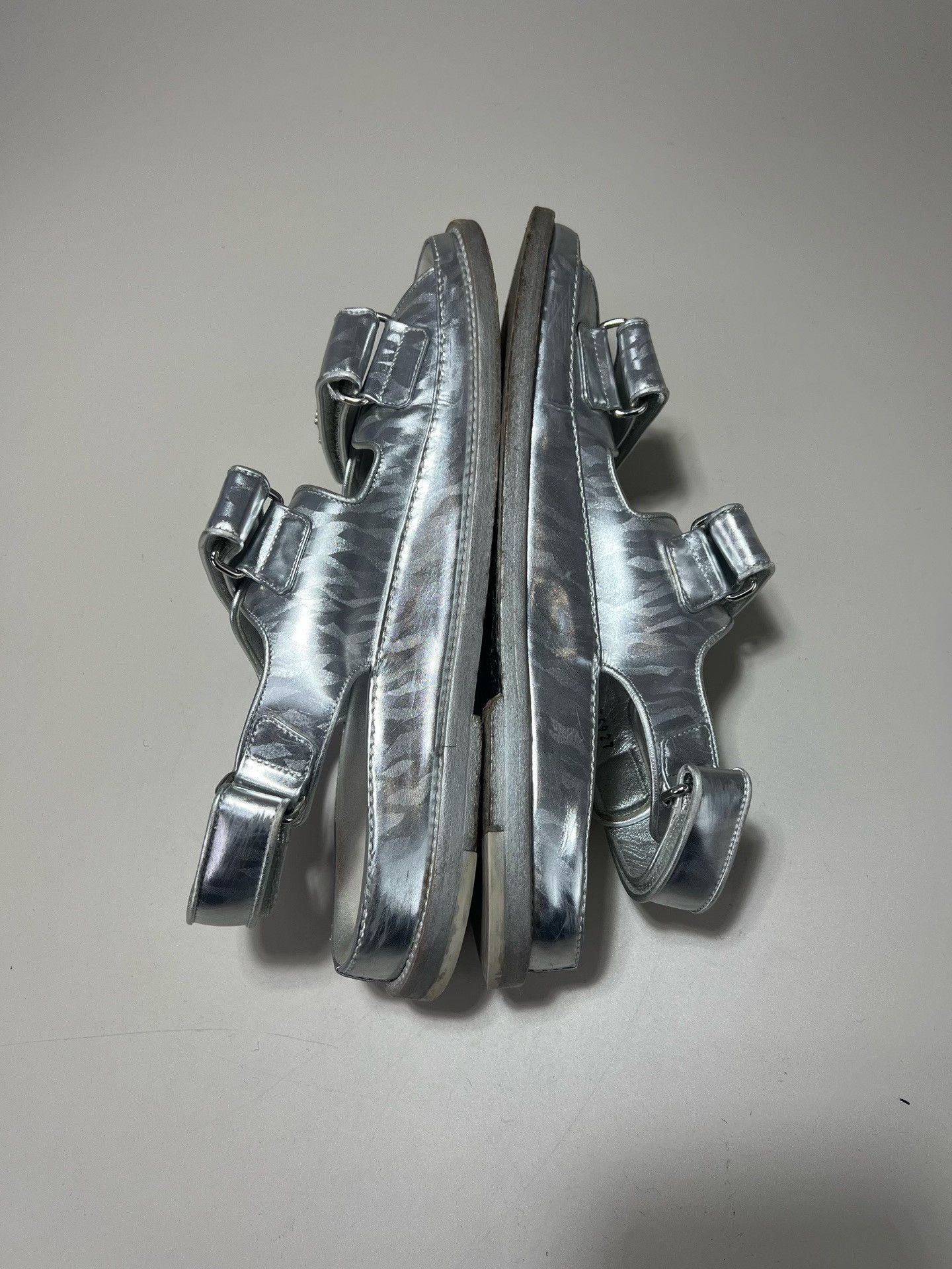Chanel CHANEL Silver Velcro Sandals Size US 6.5 / IT 36.5 - 4 Thumbnail
