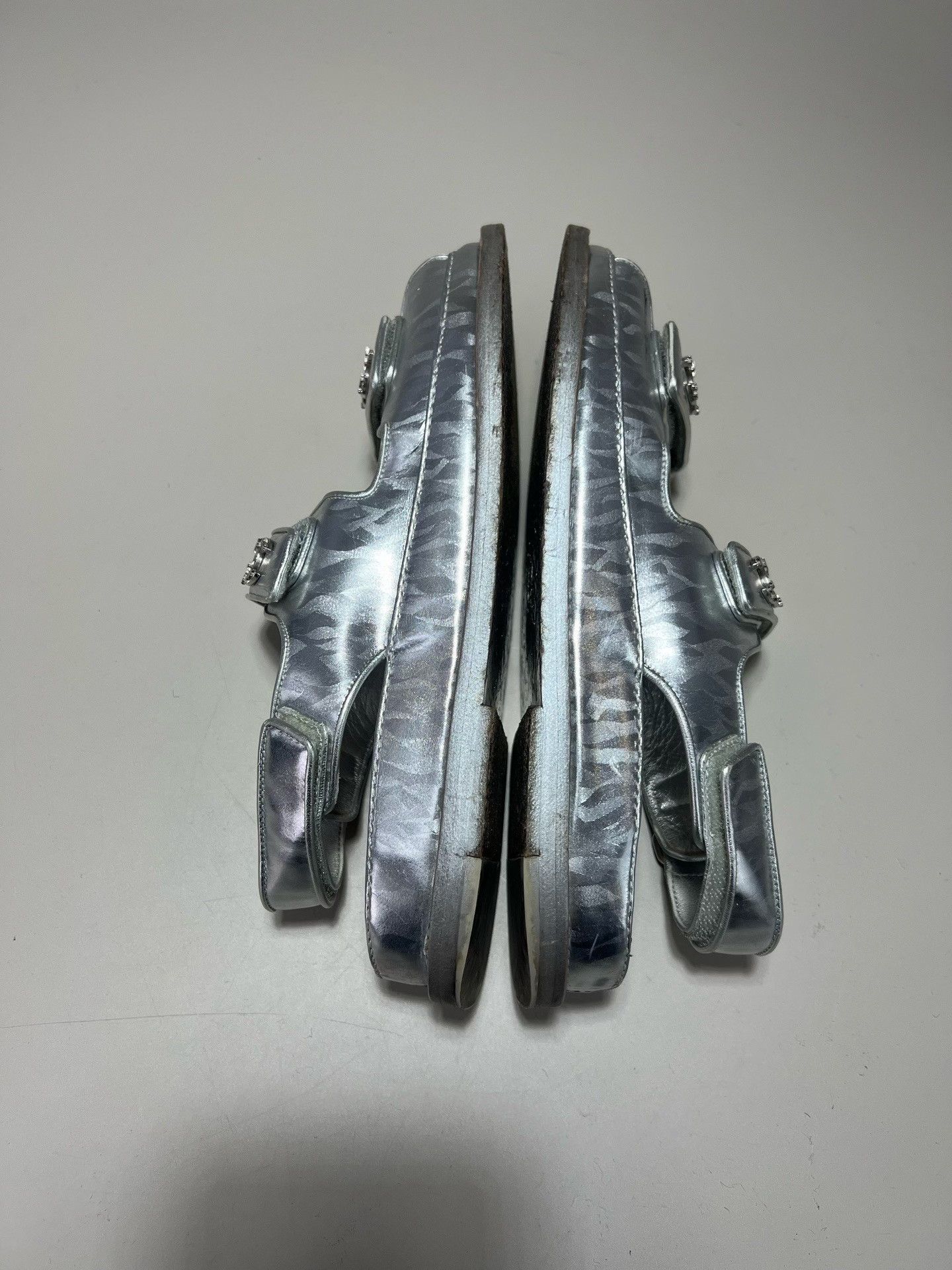 Chanel CHANEL Silver Velcro Sandals Size US 6.5 / IT 36.5 - 5 Thumbnail