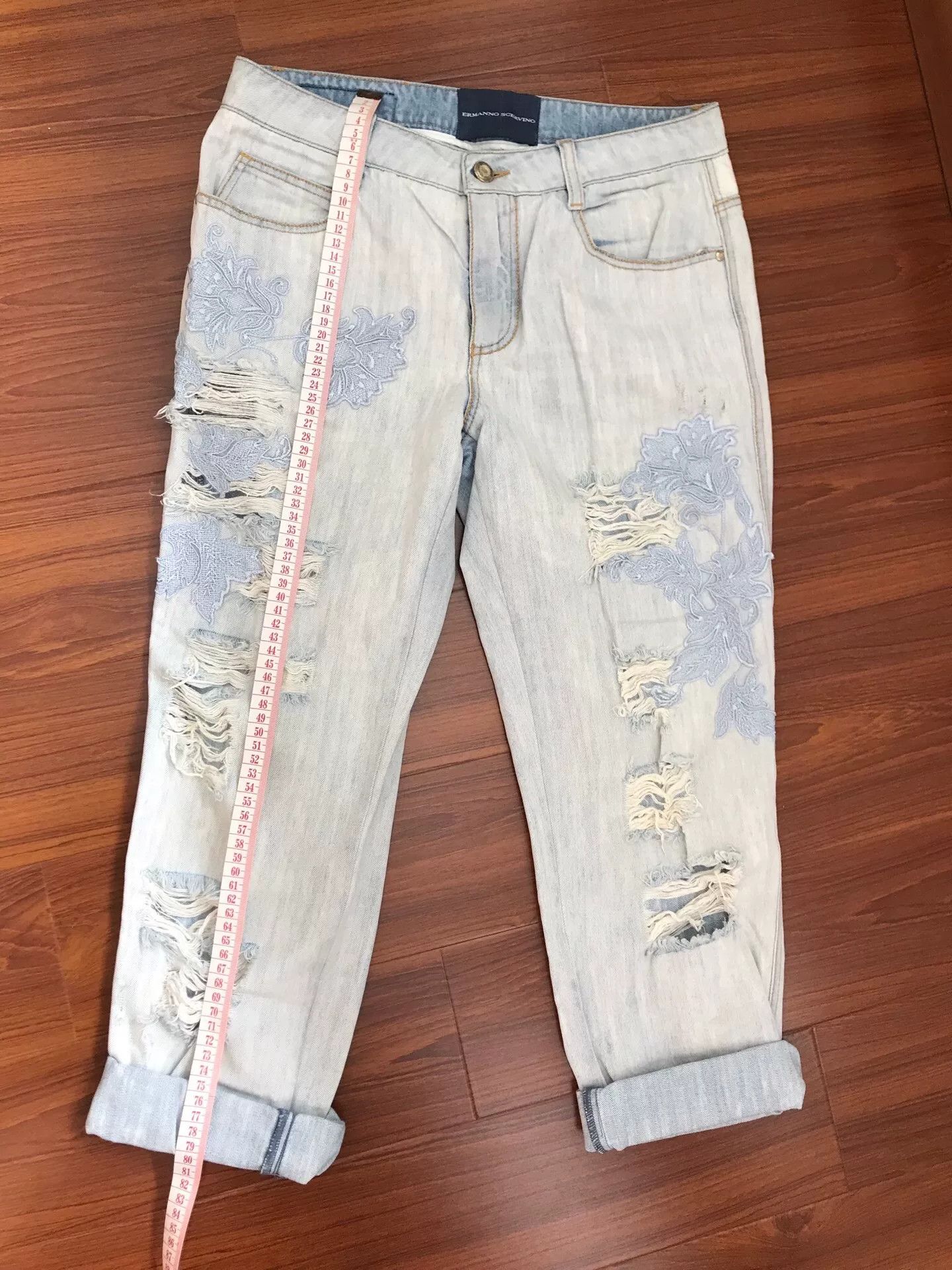 Ermanno Scervino Ermanno Scervino Women's Embroidered Distressed Jeans Size 36" / US 14 / IT 50 - 8 Thumbnail