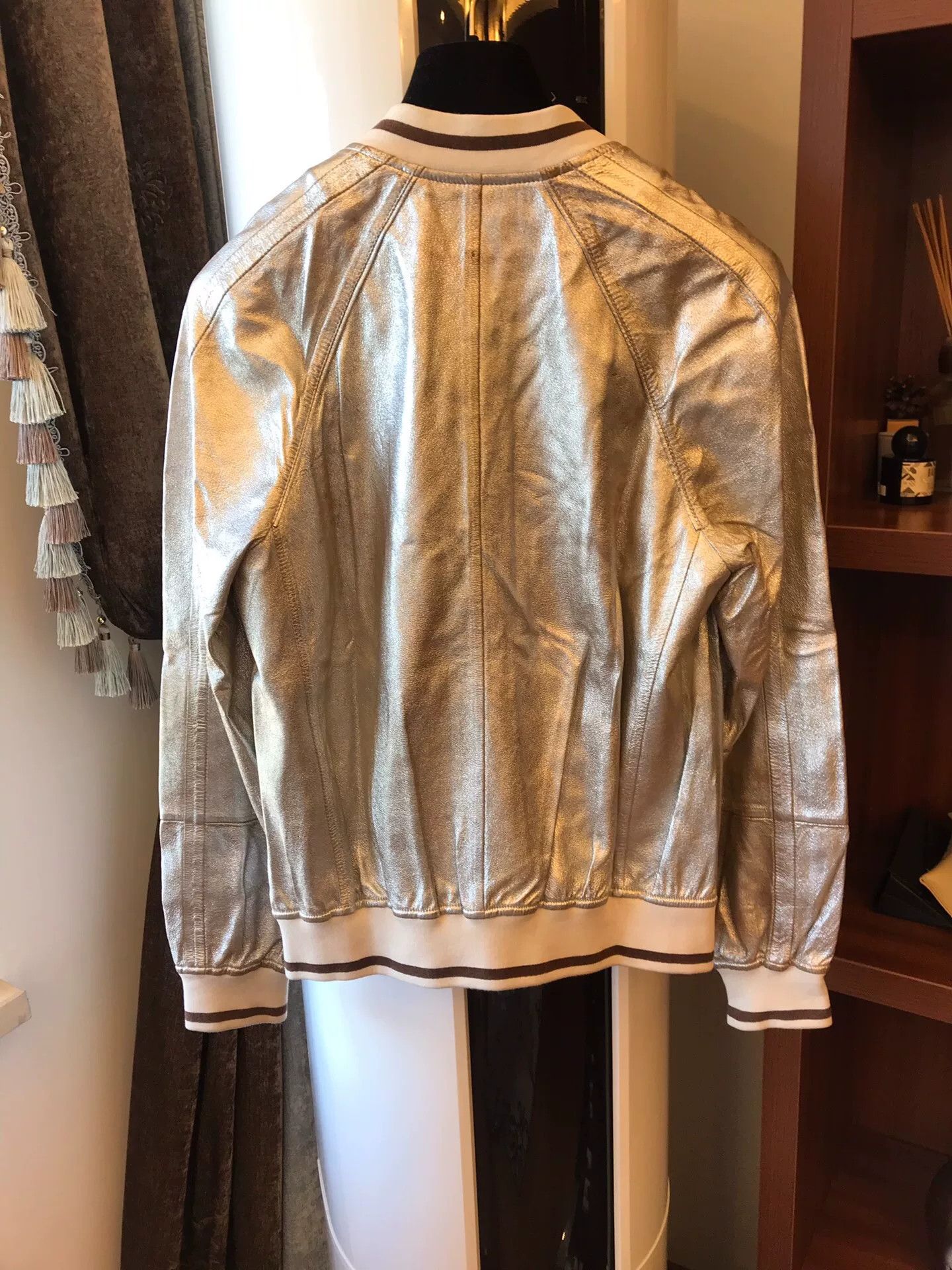 Brunello Cucinelli Brunello Cucinelli Silver Leather Jacket Size S / US 4 / IT 40 - 6 Thumbnail