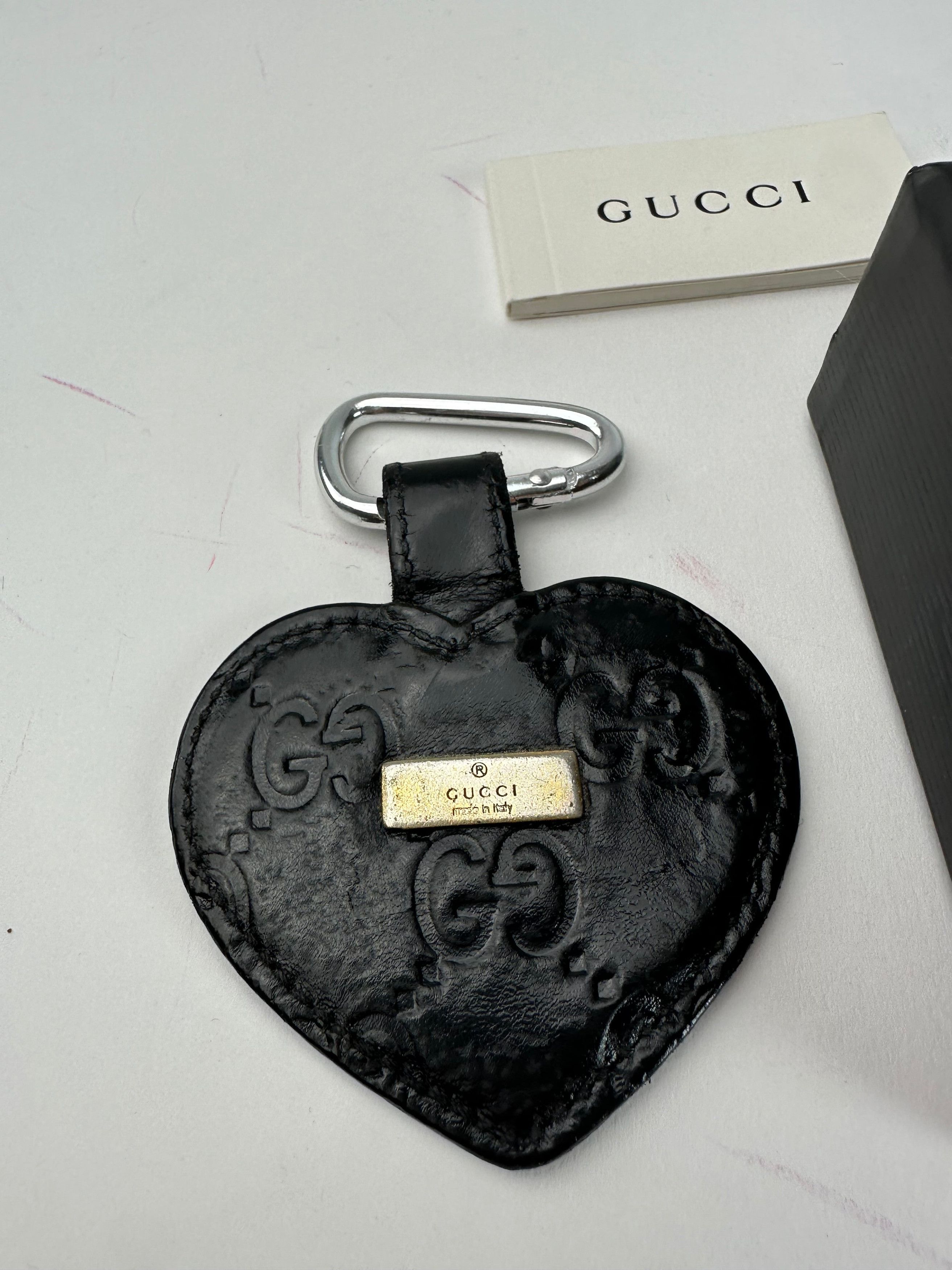 Gucci Vintage Heart Leather Monogram Pendant Black Size ONE SIZE - 2 Thumbnail