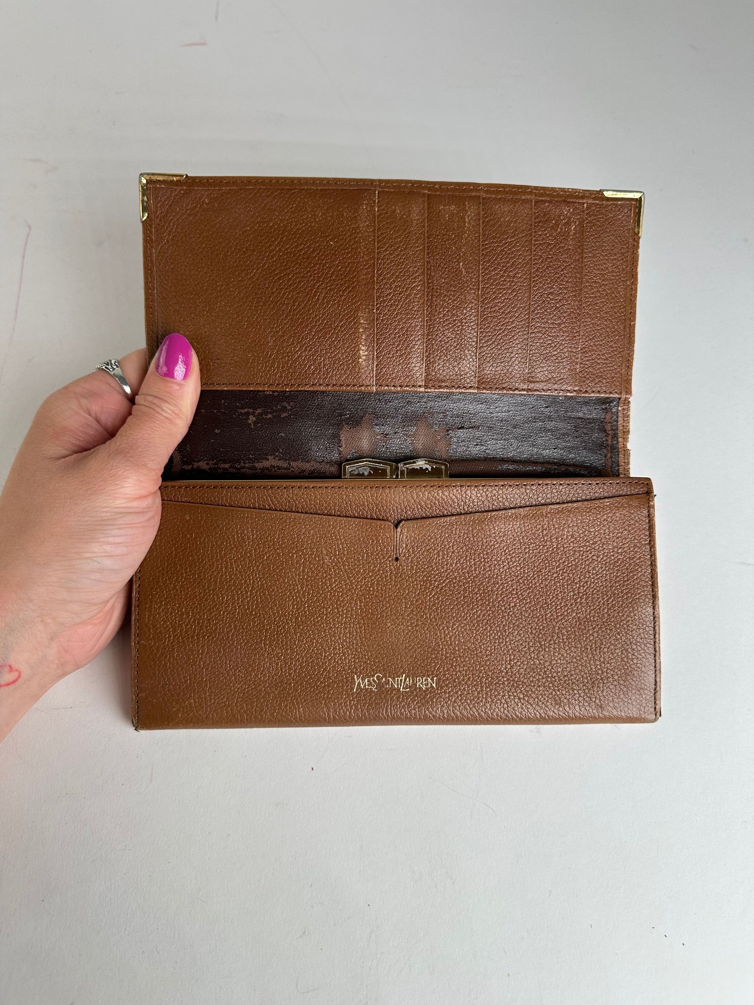 Other Vintage Yves Saint Laurent Leather Long Wallet Brown Size ONE SIZE - 3 Thumbnail