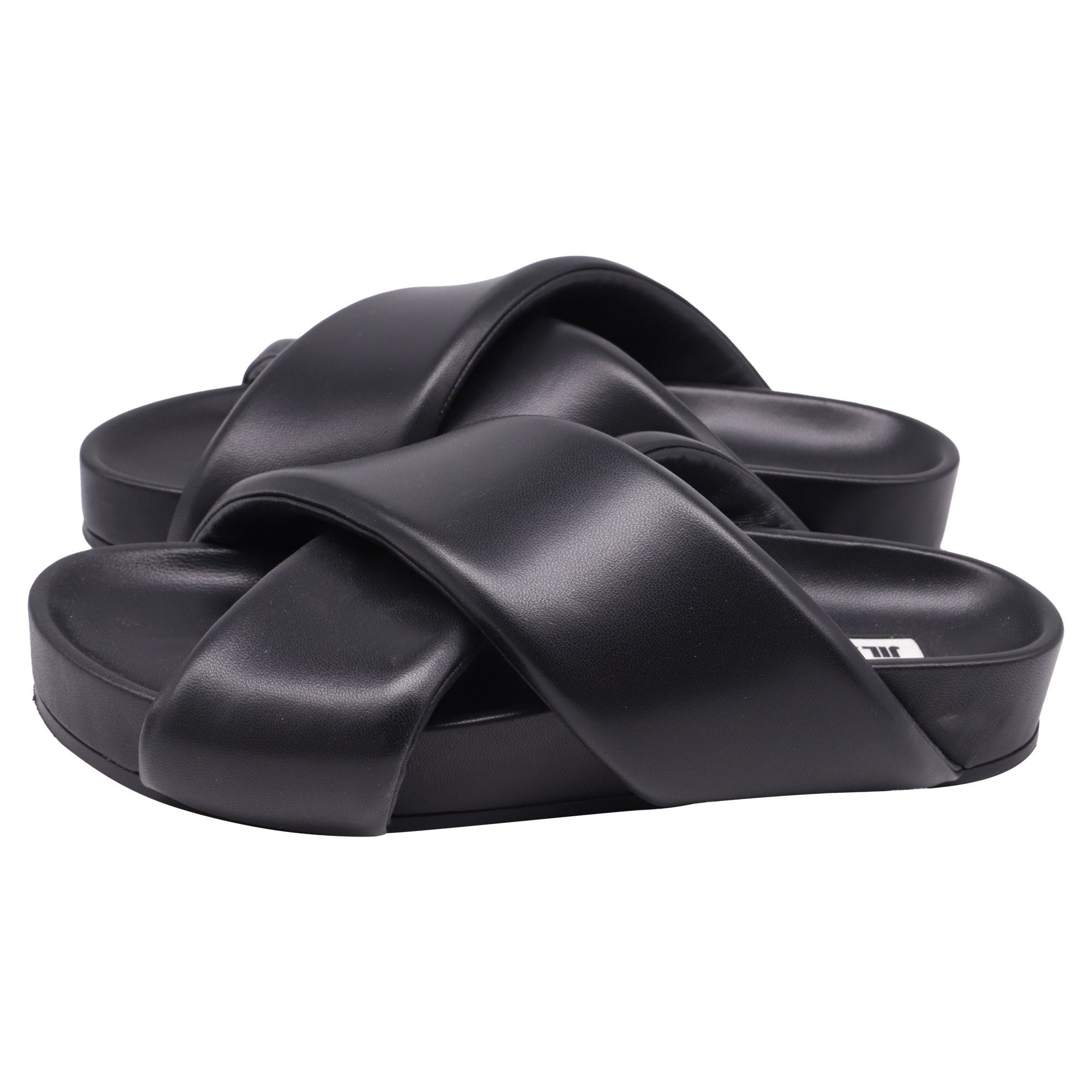Jil Sander Jil Sander Padded Cross Strap Slide Sandals in Black Leathe Size US 12 / IT 42 - 4 Thumbnail