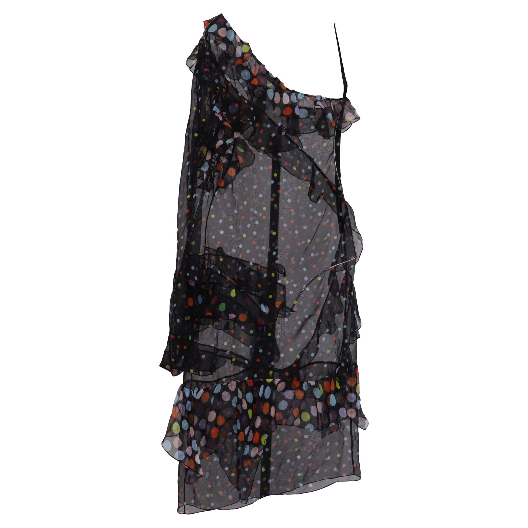 Givenchy Givenchy Polka Dot Ruffled Midi Dress in Black Silk Size XS / US 0-2 / IT 36-38 - 4 Thumbnail