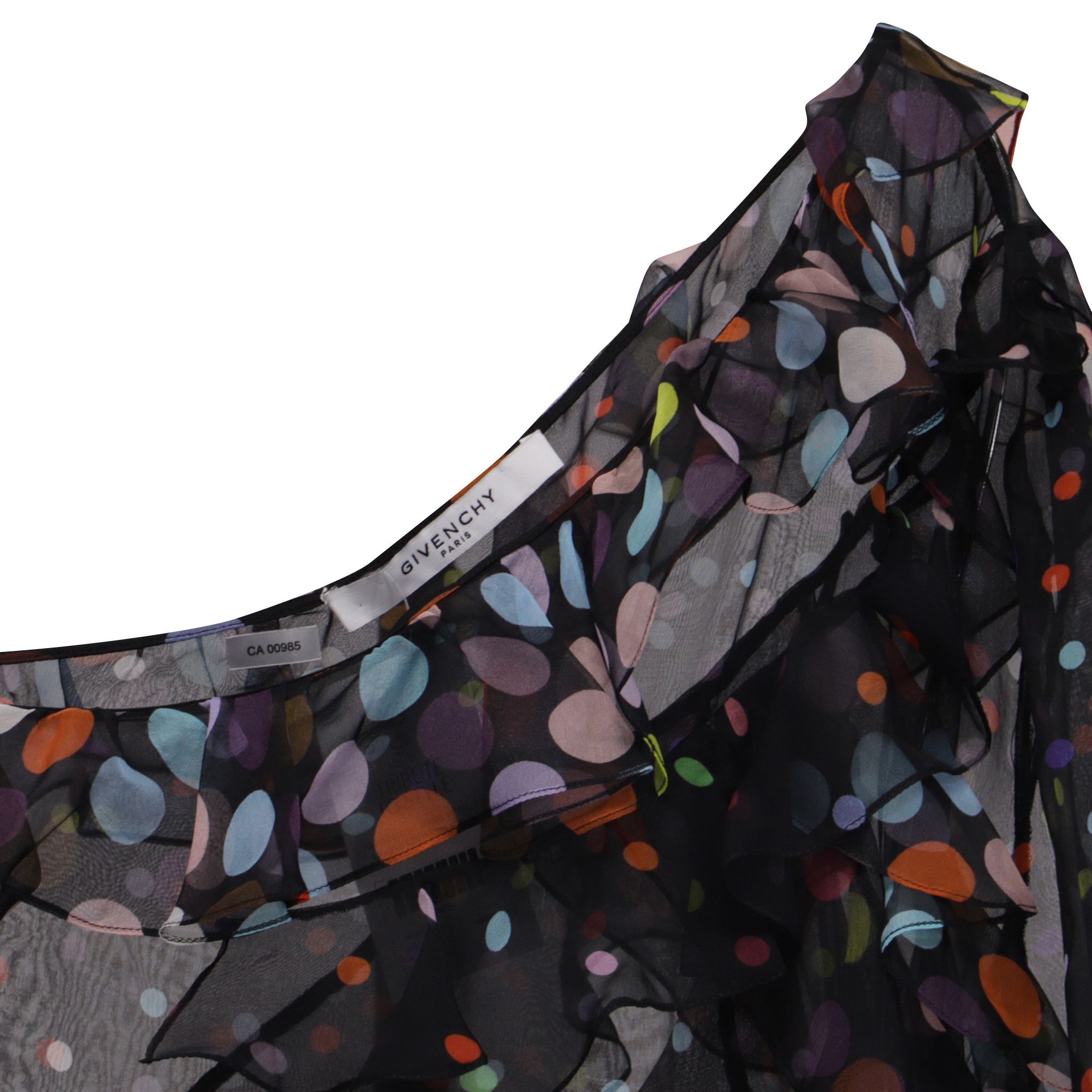 Givenchy Givenchy Polka Dot Ruffled Midi Dress in Black Silk Size XS / US 0-2 / IT 36-38 - 3 Thumbnail