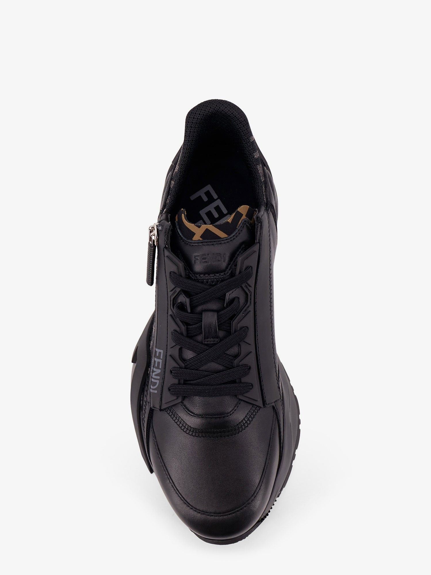 Fendi Leather Flow Sneakers With Ff Jacquard Fabric Inserts Size US 7 / EU 40 - 5 Thumbnail