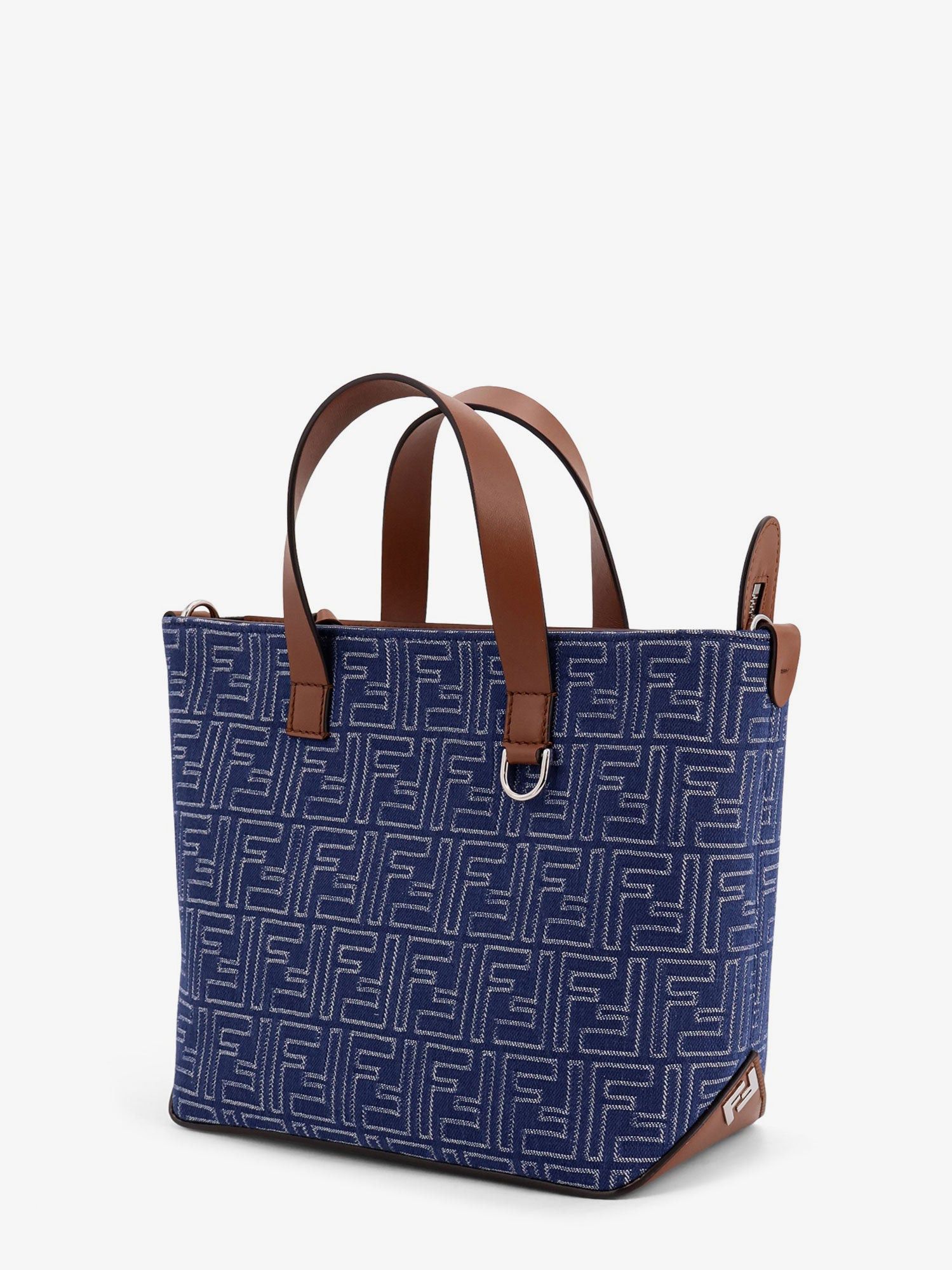 Fendi Ff Jacquard Fabric And Leather Shopping Bag Size ONE SIZE - 3 Thumbnail