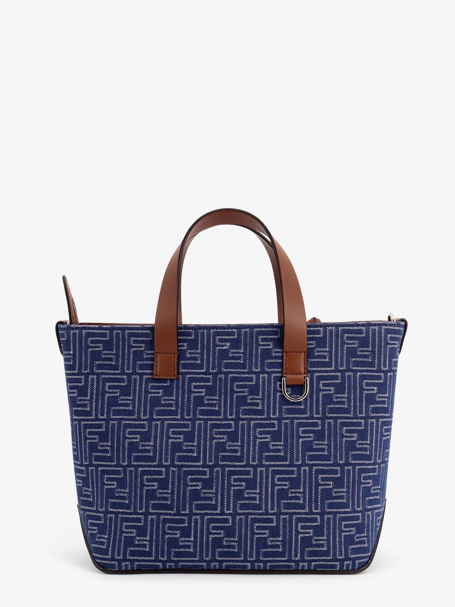 Fendi Ff Jacquard Fabric And Leather Shopping Bag Size ONE SIZE - 2 Thumbnail