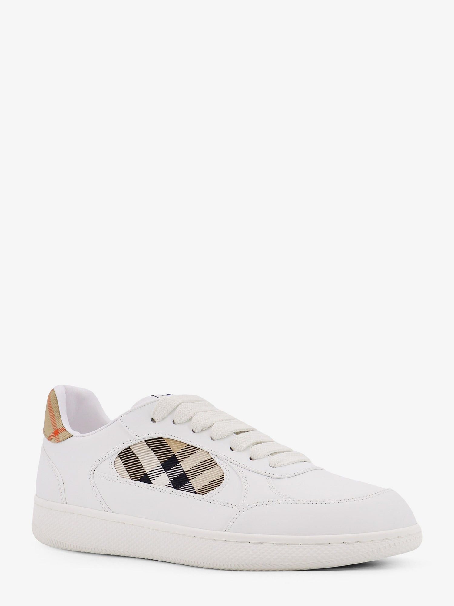 Burberry Low-Top Leather Sneakers With Check Inserts Size US 6 / EU 39 - 2 Thumbnail