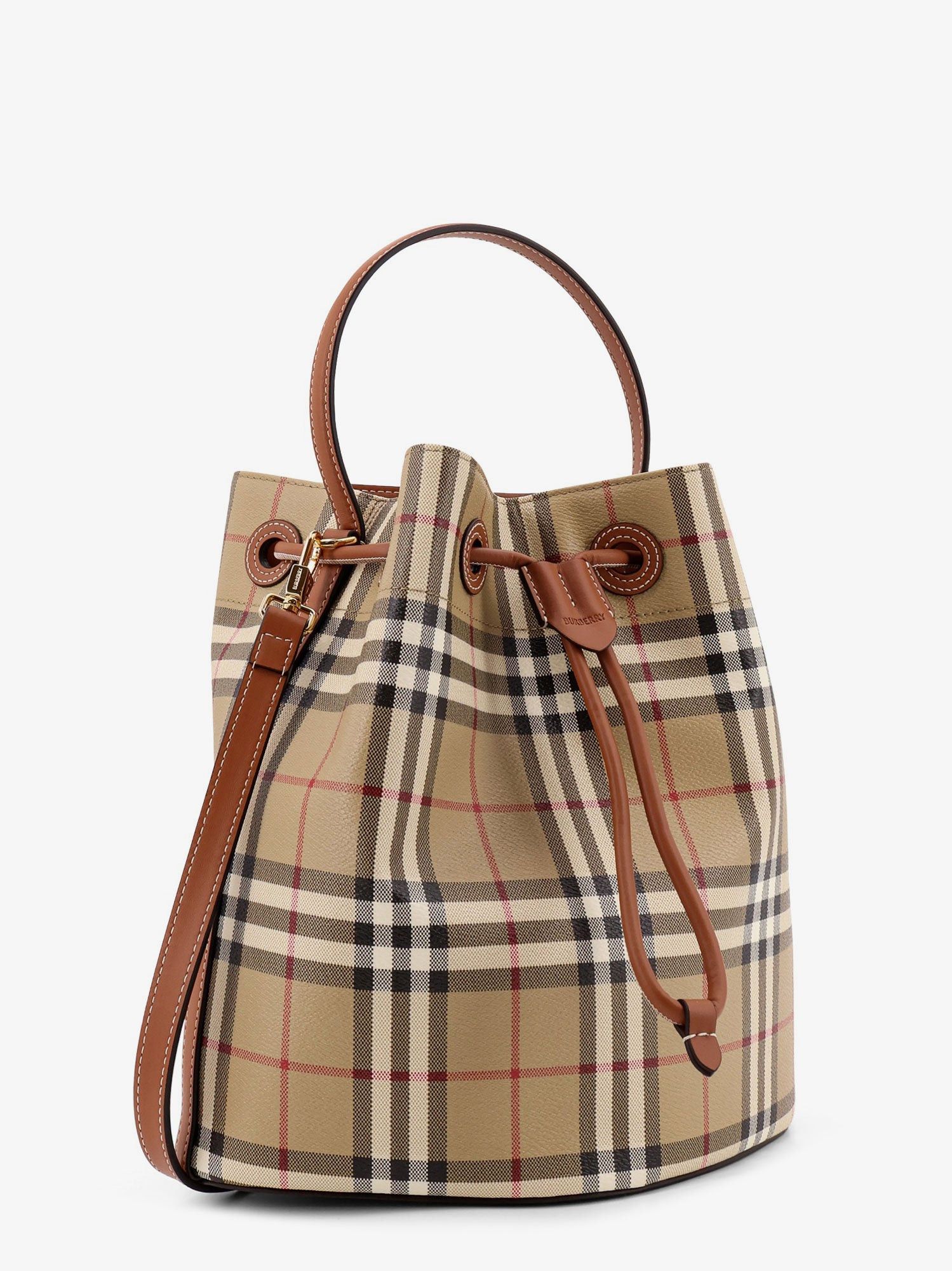 Burberry Coated Canvas Bucket Bag With Check Pattern Size ONE SIZE - 3 Thumbnail