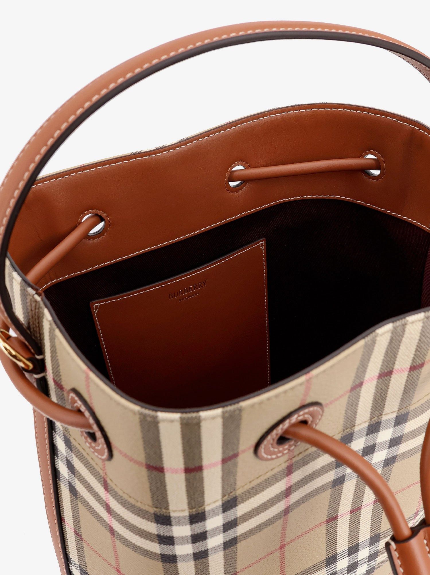Burberry Coated Canvas Bucket Bag With Check Pattern Size ONE SIZE - 4 Thumbnail
