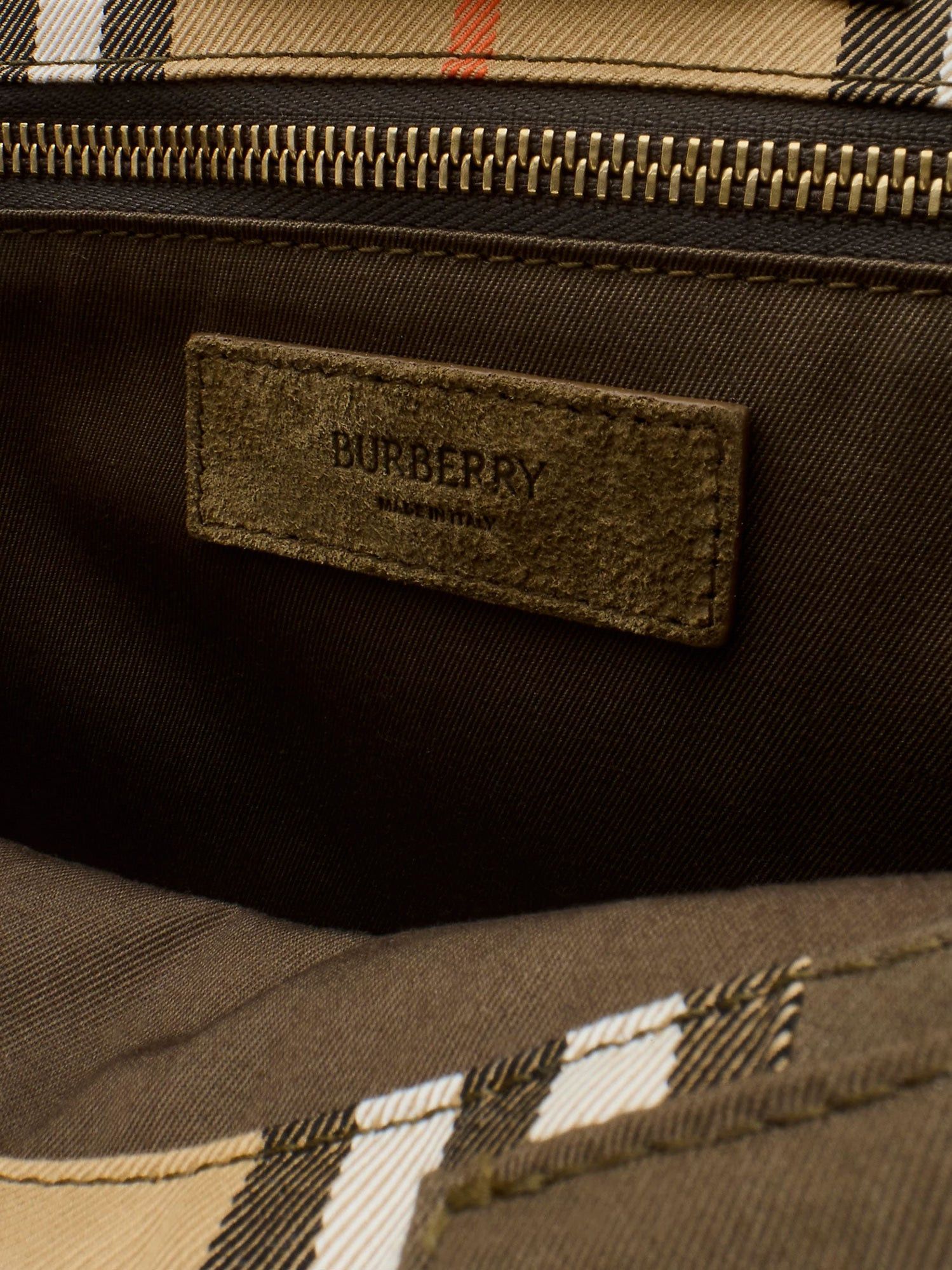 Burberry Tote Trench Check Canvas Shoulder Bag With Suede Logo Label On The Front Size ONE SIZE - 4 Thumbnail