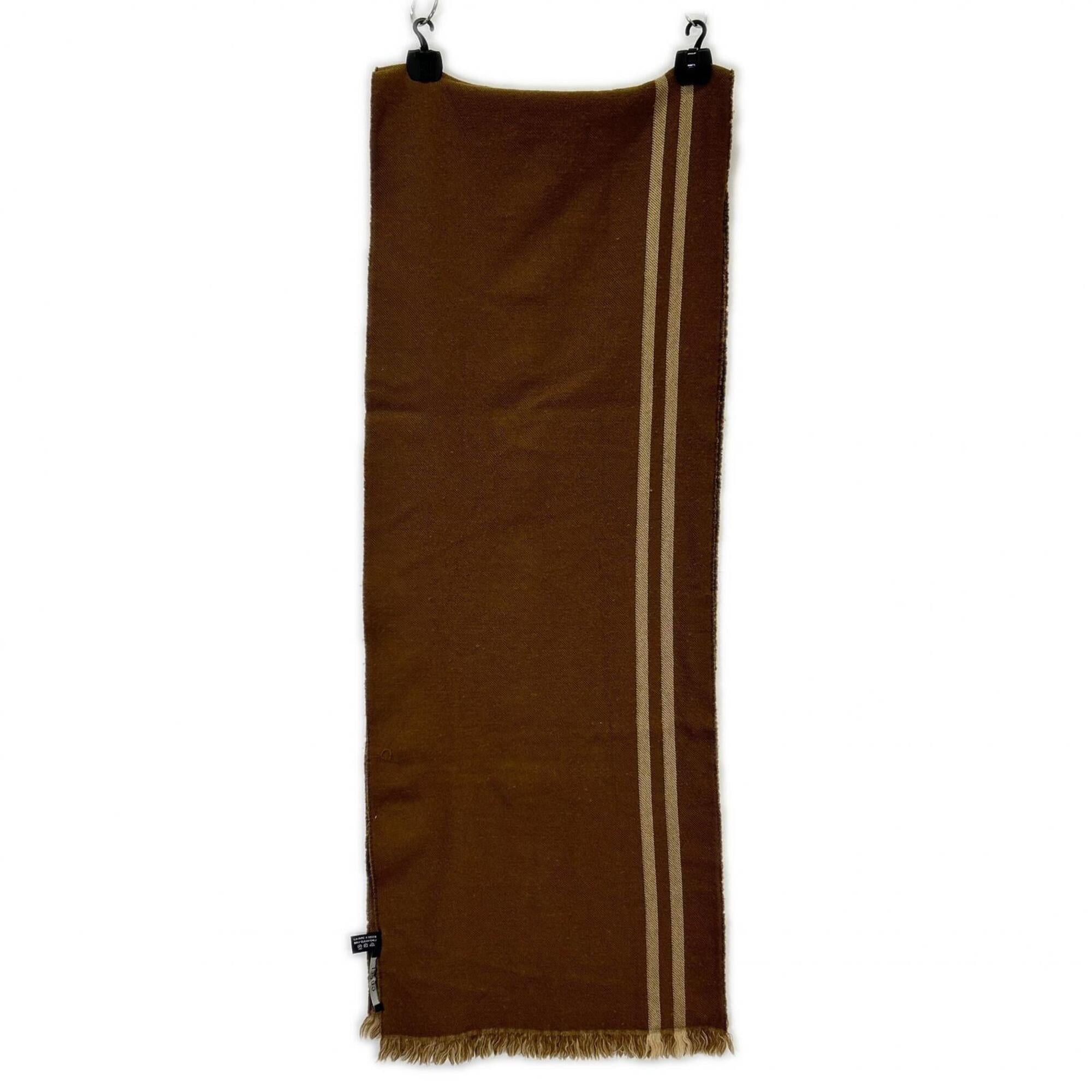 Gucci GUCCI GG pattern fringe wool scarf, brown, for women. Size ONE SIZE - 5 Thumbnail
