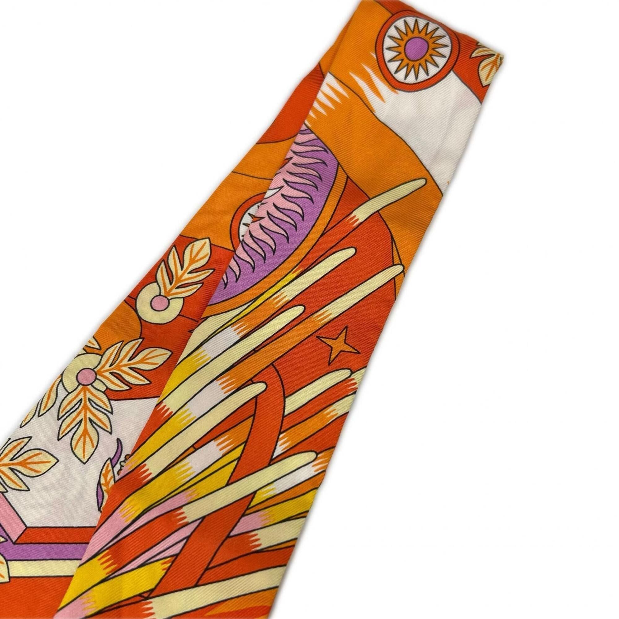 Hermes Hermes Orange Pegasus Spring Twilly Scarf Women's Size ONE SIZE - 3 Thumbnail