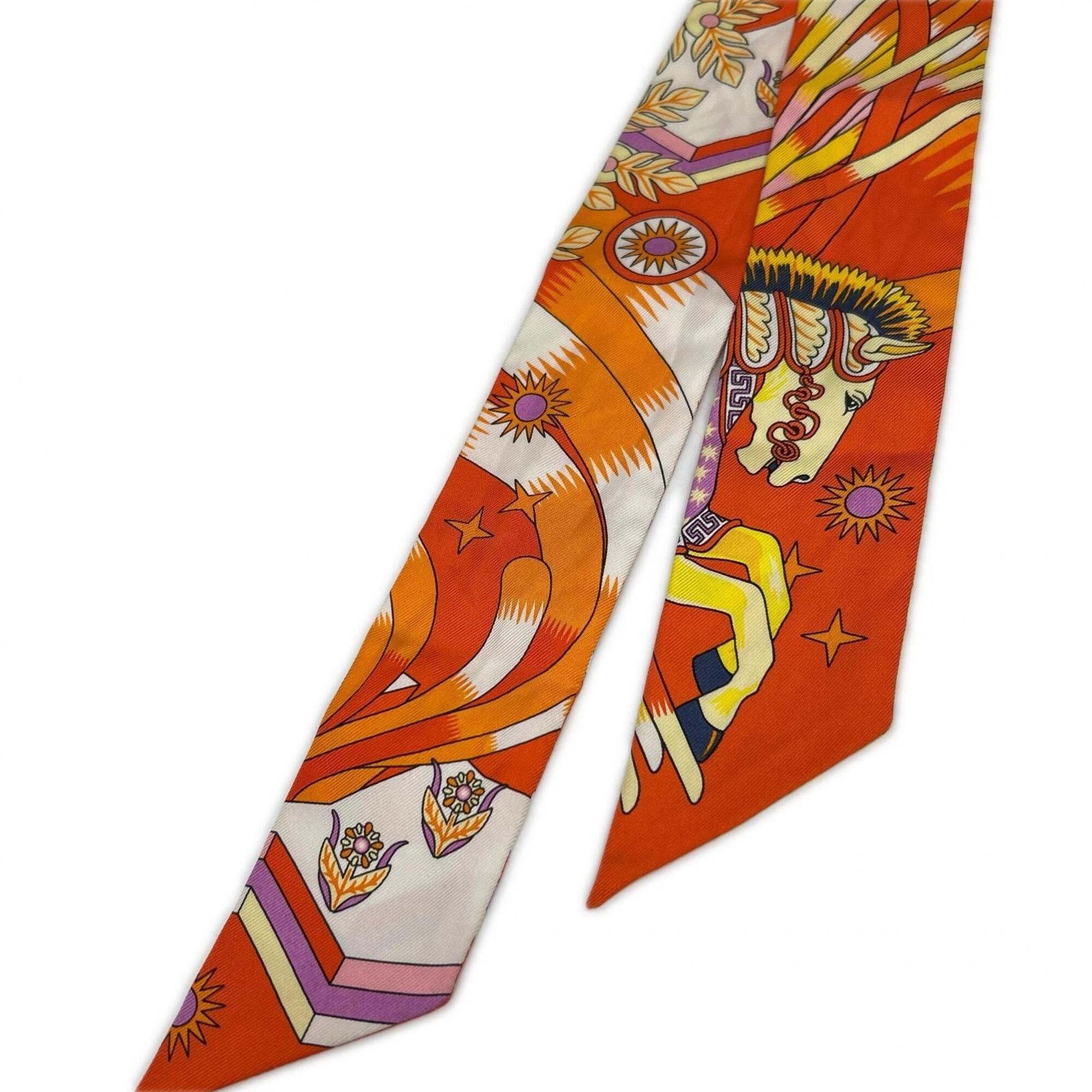 Hermes Hermes Orange Pegasus Spring Twilly Scarf Women's Size ONE SIZE - 2 Thumbnail