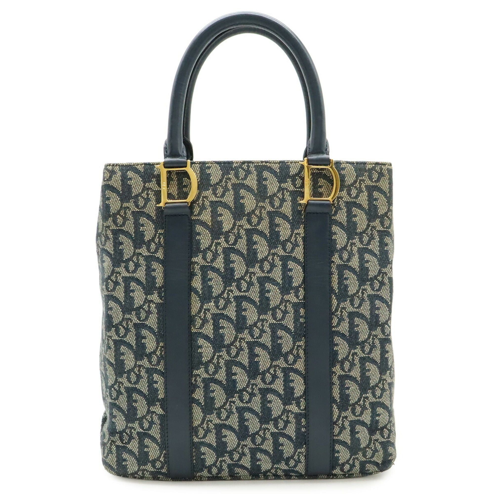 Dior Christian Dior Trotter handbag/tote bag, jacquard canvas and leather, navy blue. Size ONE SIZE - 2 Thumbnail