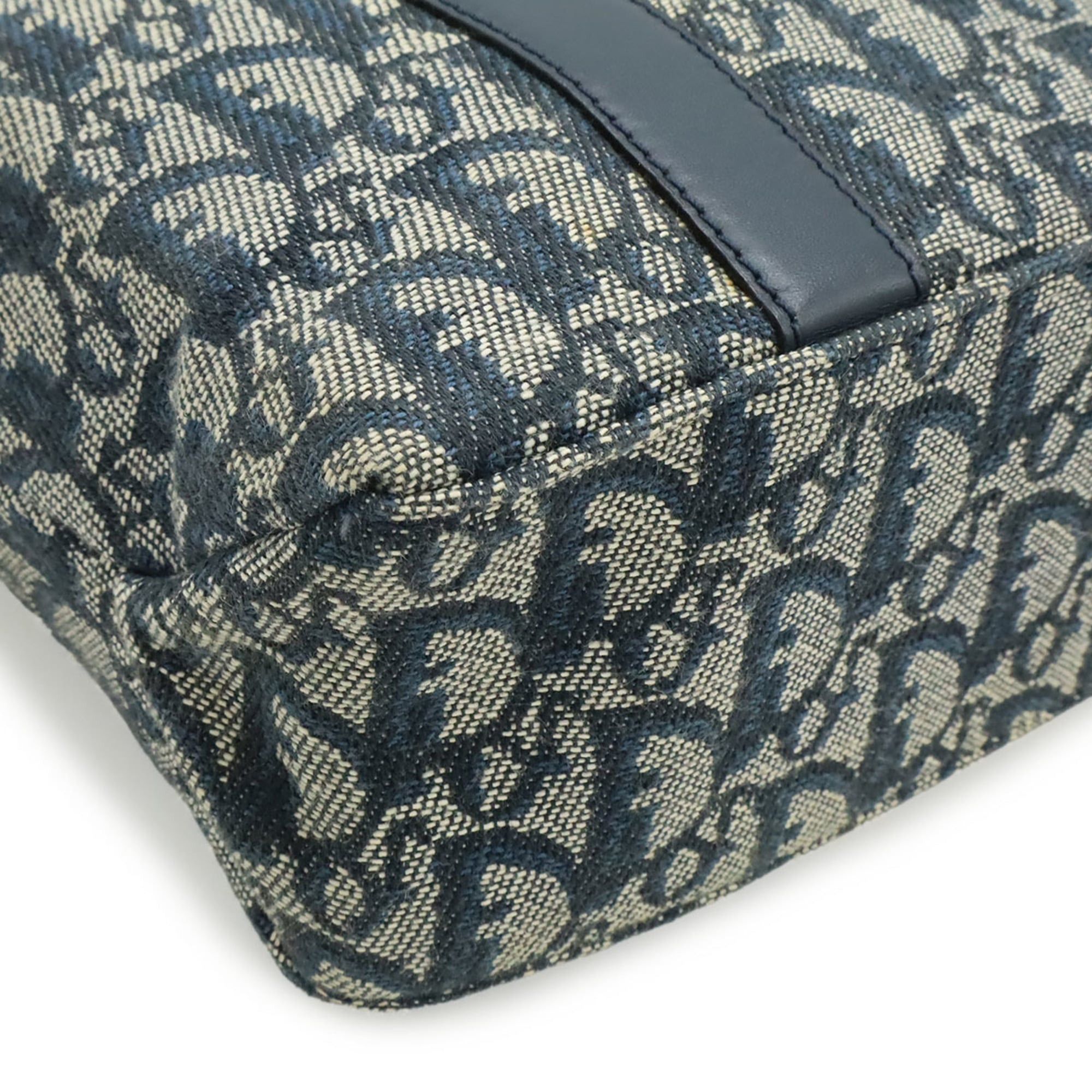 Dior Christian Dior Trotter handbag/tote bag, jacquard canvas and leather, navy blue. Size ONE SIZE - 4 Thumbnail