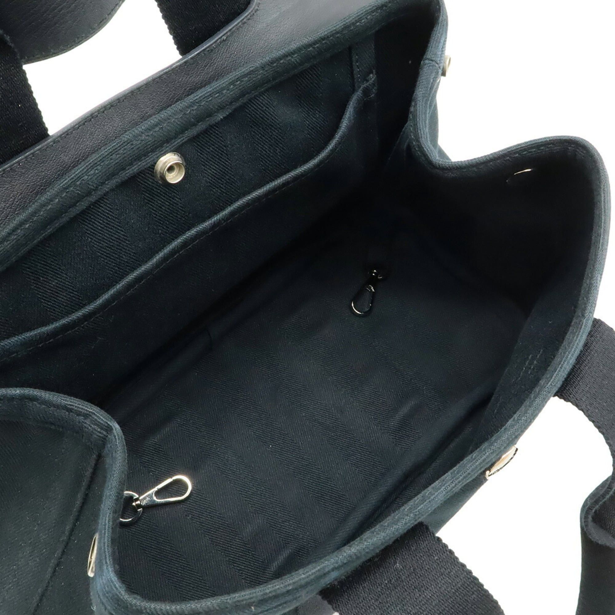Hermes HERMES Valparaiso PM handbag/tote bag, Toile Chevron leather, black. (Pouch missing) Size ONE SIZE - 7 Thumbnail