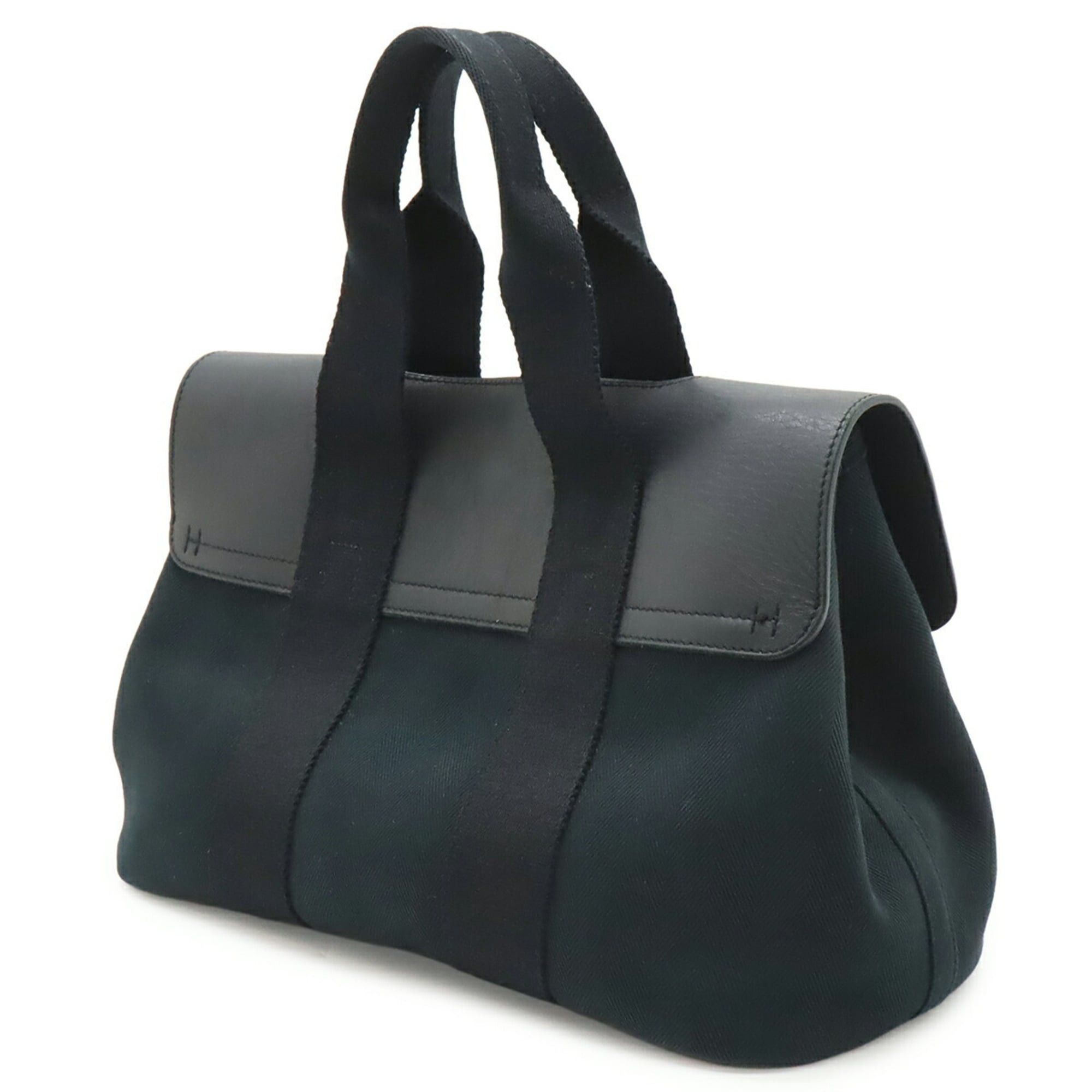 Hermes HERMES Valparaiso PM handbag/tote bag, Toile Chevron leather, black. (Pouch missing) Size ONE SIZE - 3 Thumbnail
