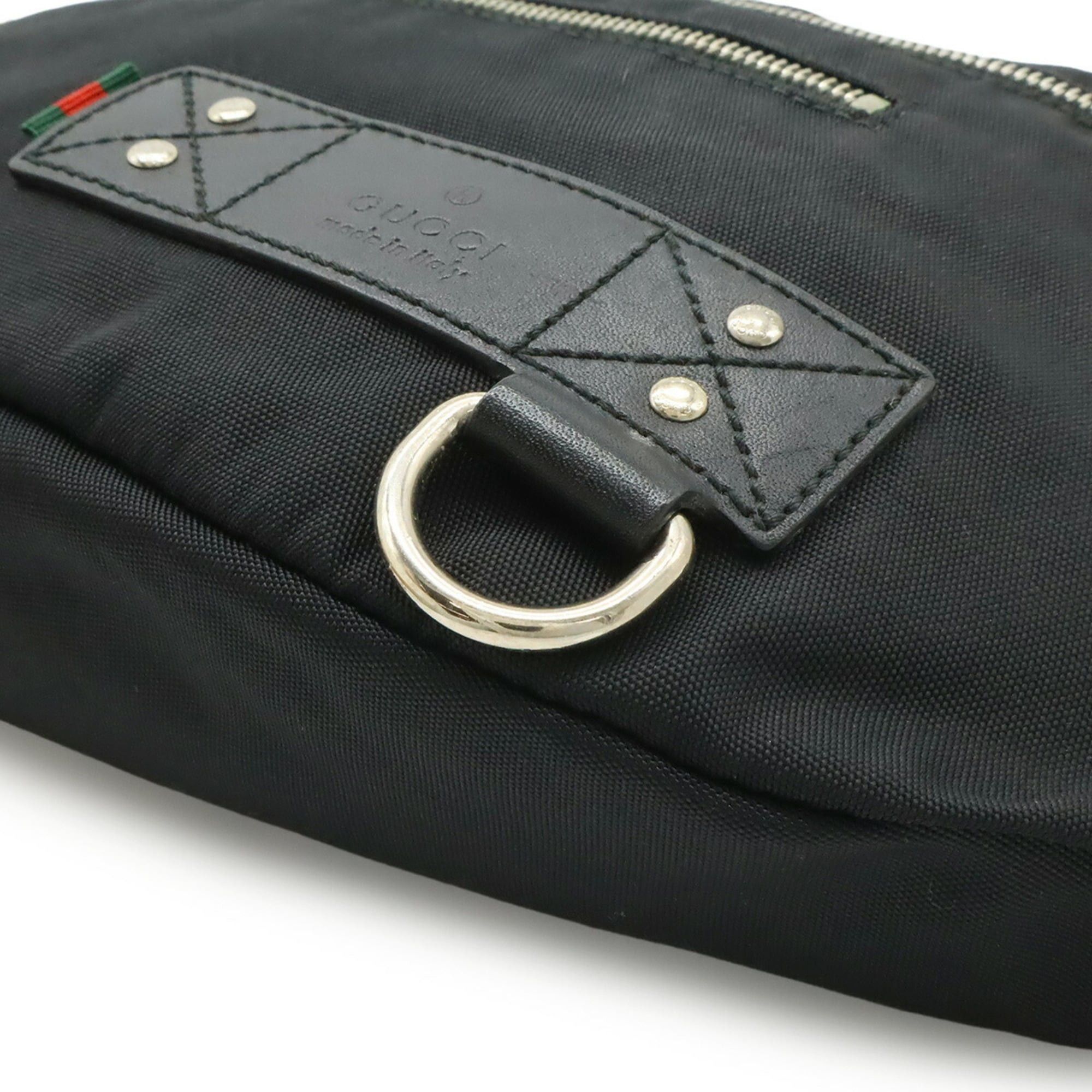 Gucci GUCCI bag, body waist pouch, hip nylon canvas, black, 246409 Size ONE SIZE - 4 Thumbnail