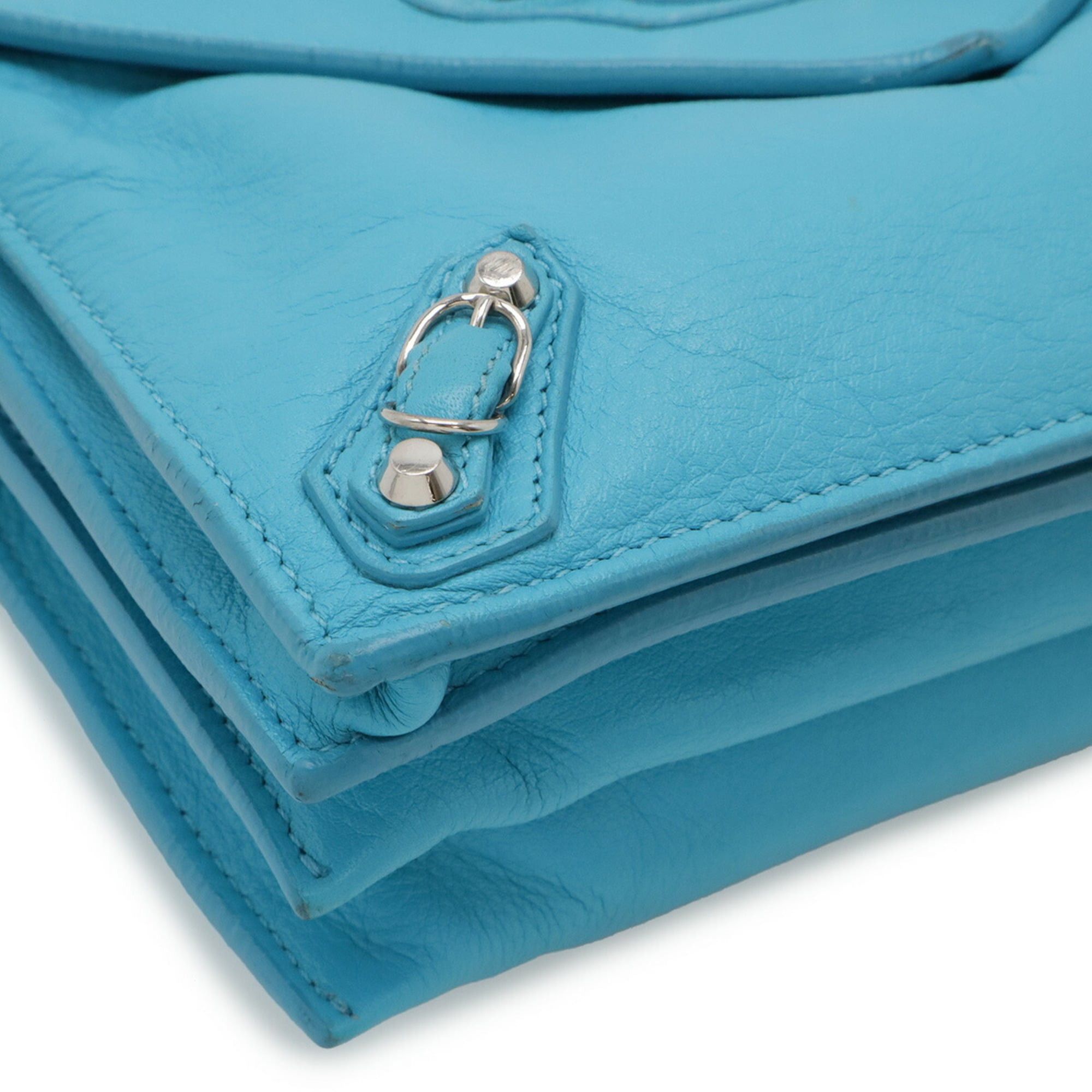 Balenciaga BALENCIAGA Paper Triple XS Shoulder Bag, Pouch, Clutch Leather, Turquoise Blue, Item Number 357321 Size ONE SIZE - 4 Thumbnail