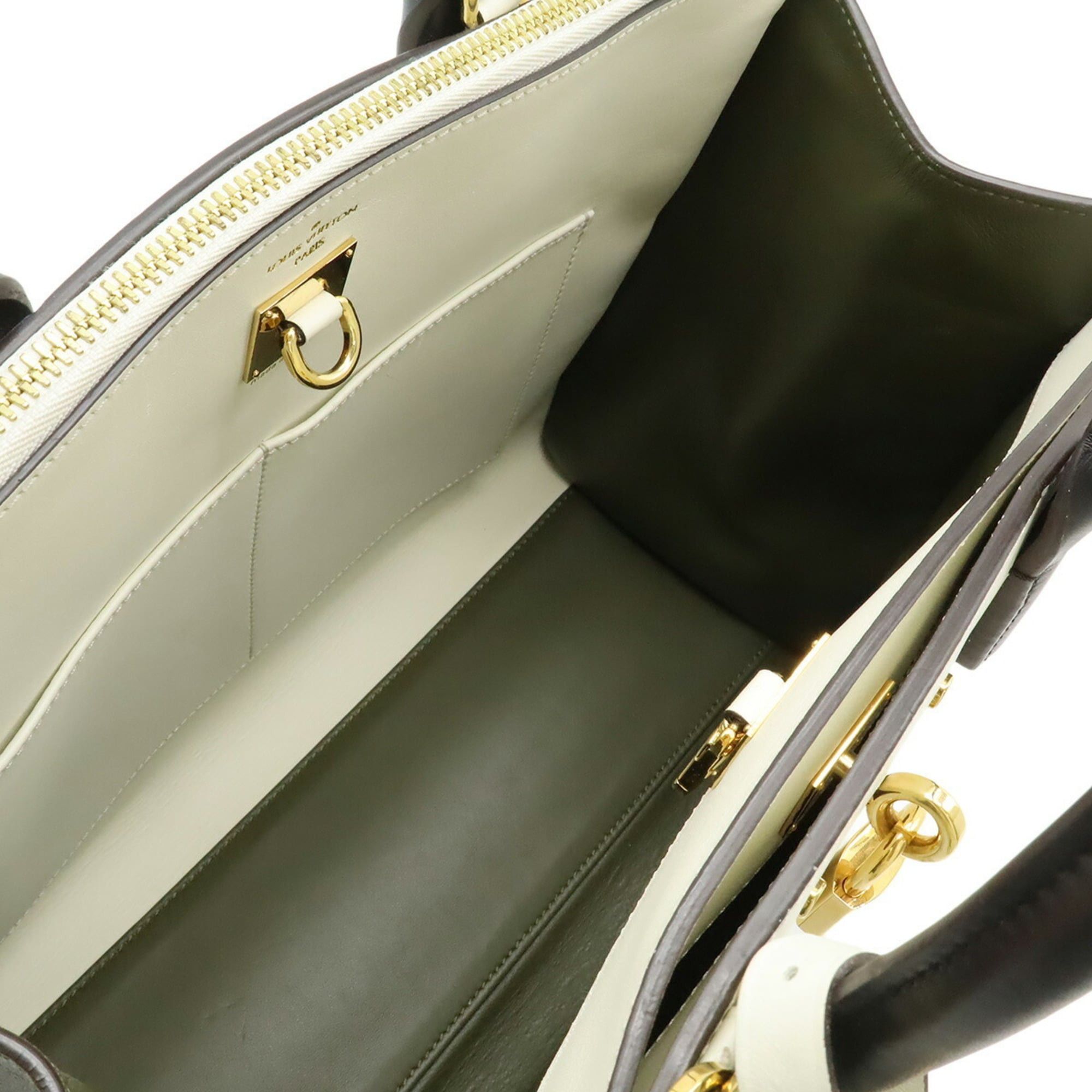 Louis Vuitton LOUIS VUITTON City Steamer MM Handbag/Shoulder Bag, Bicolor Leather, Khaki/Ivory/Black, M51035 Size ONE SIZE - 6 Thumbnail