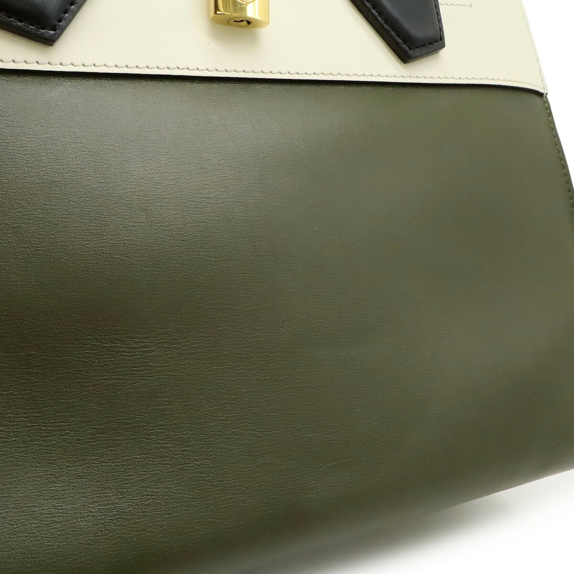 Louis Vuitton LOUIS VUITTON City Steamer MM Handbag/Shoulder Bag, Bicolor Leather, Khaki/Ivory/Black, M51035 Size ONE SIZE - 9 Thumbnail