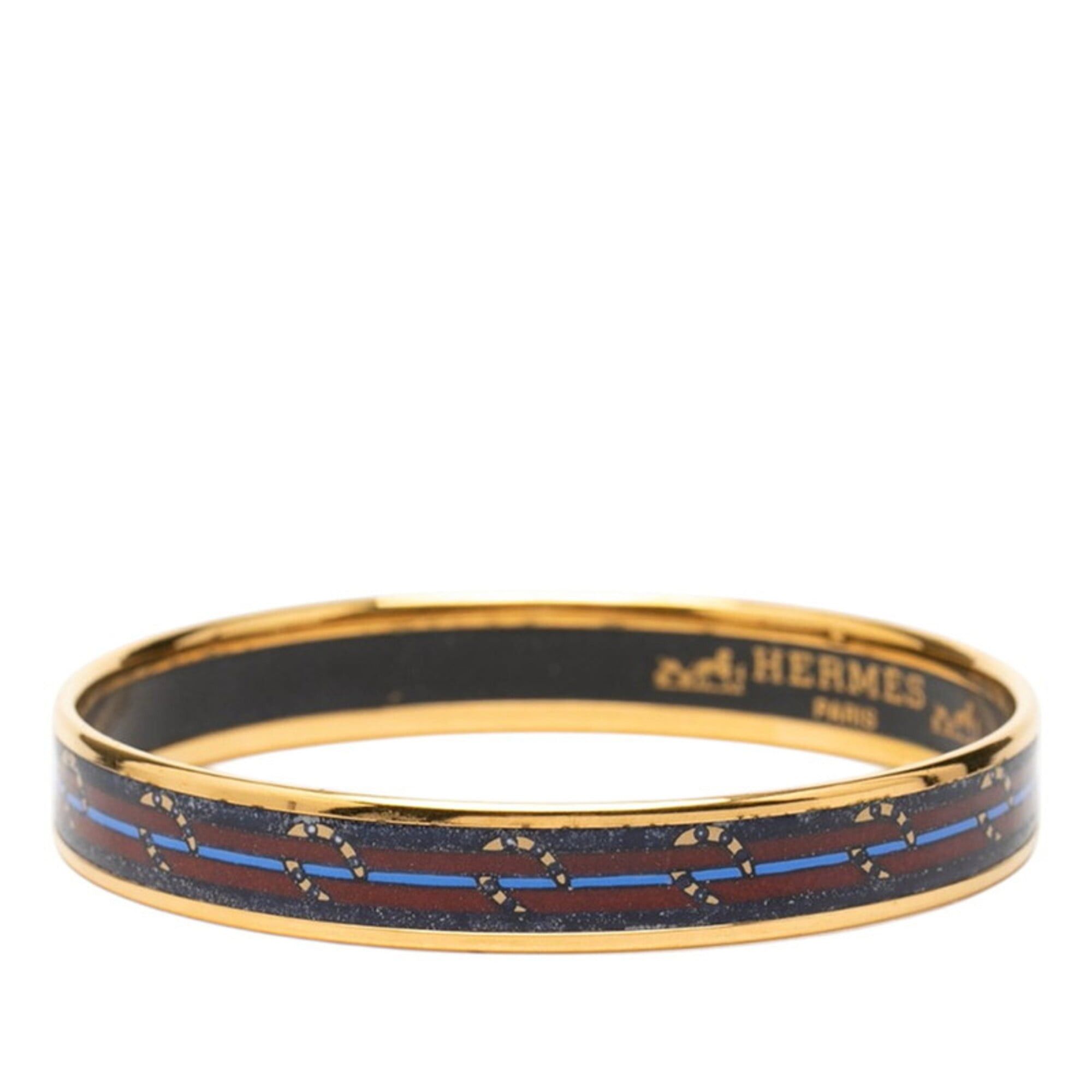 Hermes Hermes Email PM Cloisonné Bangle, Gold and Navy Plated, Women's. Size ONE SIZE - 2 Thumbnail