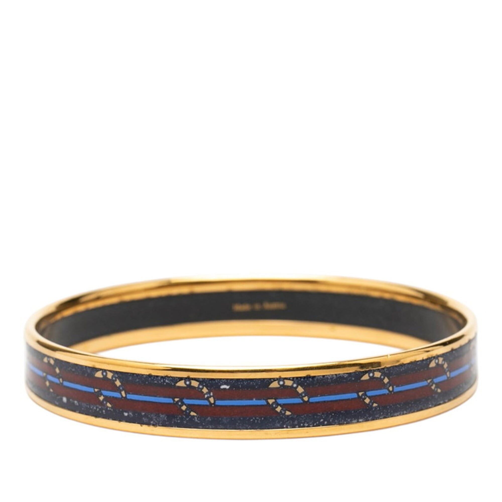 Hermes Hermes Email PM Cloisonné Bangle, Gold and Navy Plated, Women's. Size ONE SIZE - 3 Thumbnail