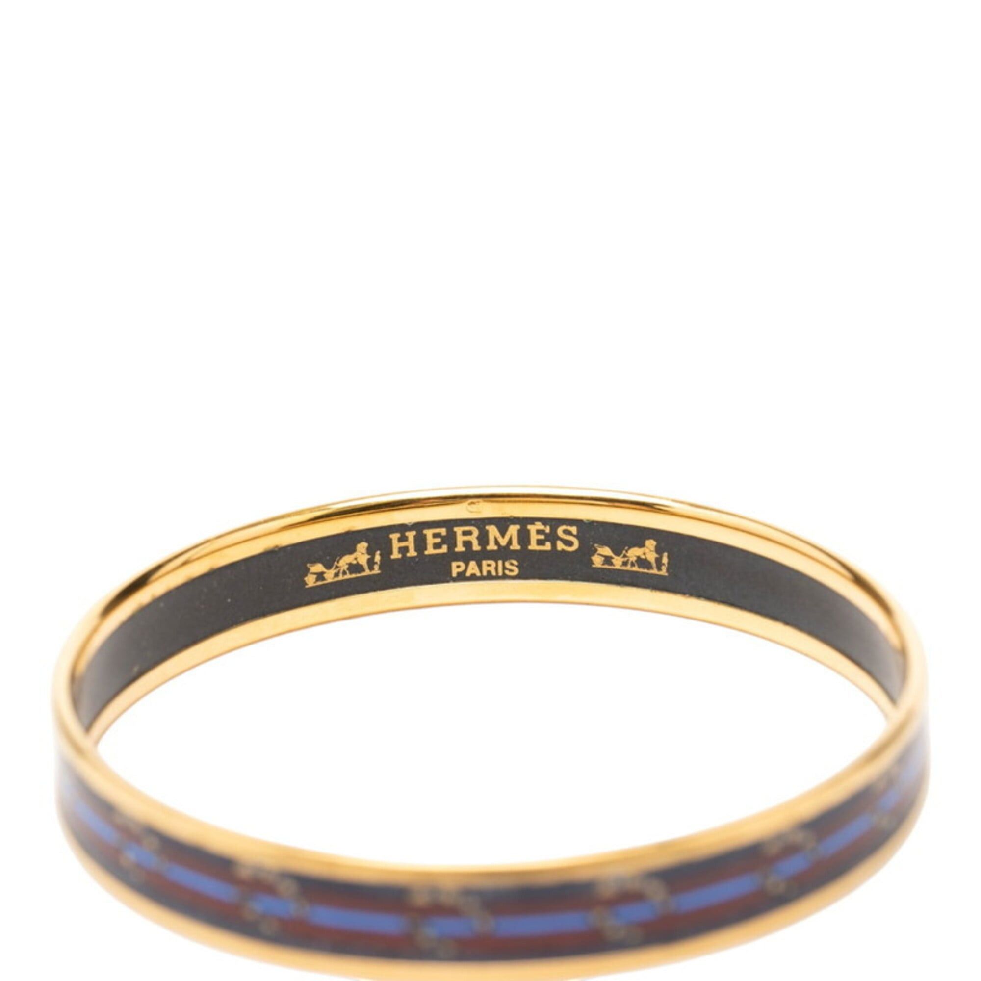 Hermes Hermes Email PM Cloisonné Bangle, Gold and Navy Plated, Women's. Size ONE SIZE - 4 Thumbnail