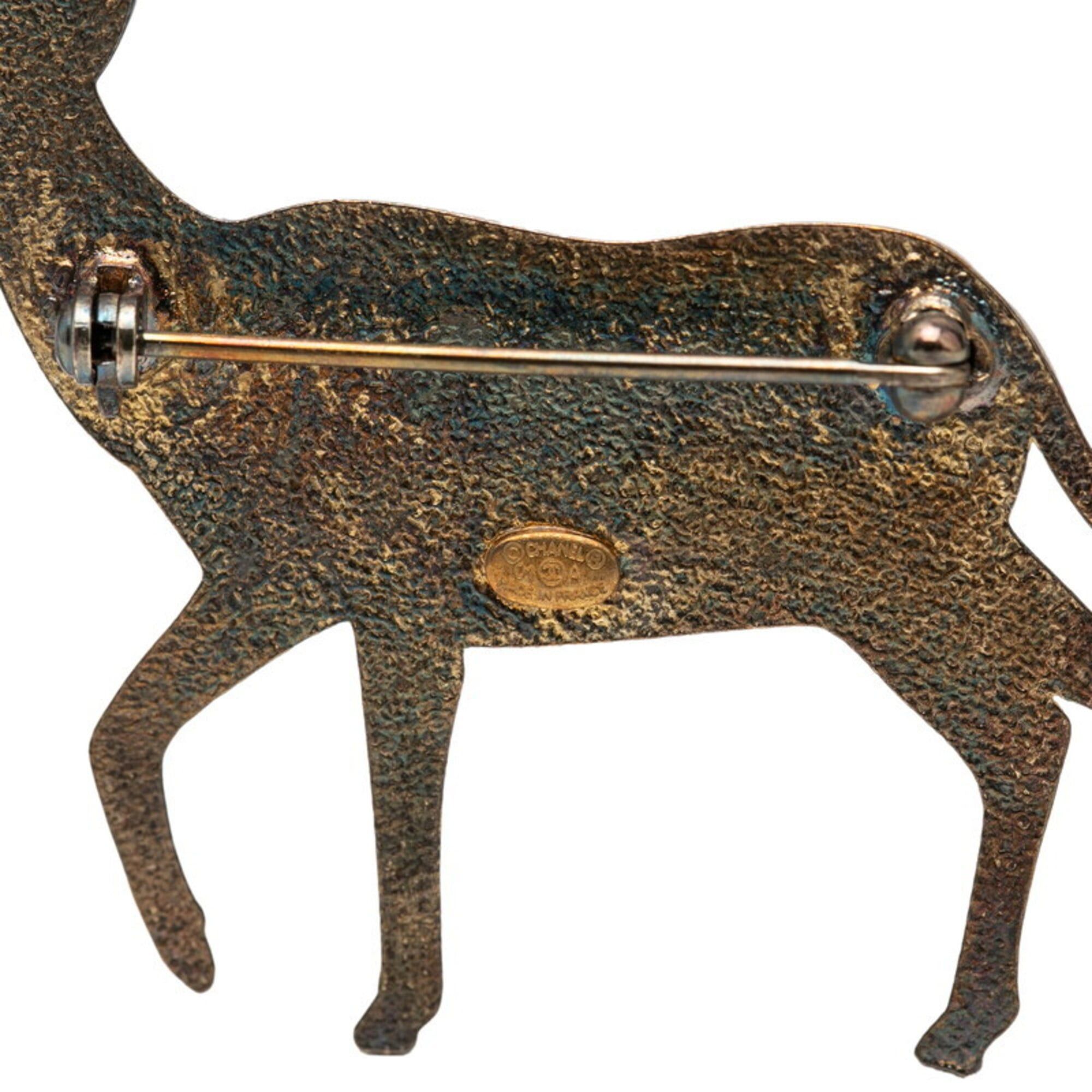 Chanel Chanel Coco Mark Reindeer Brooch, Gold Plated, Faux Pearl, Women's CHANEL Size ONE SIZE - 3 Thumbnail