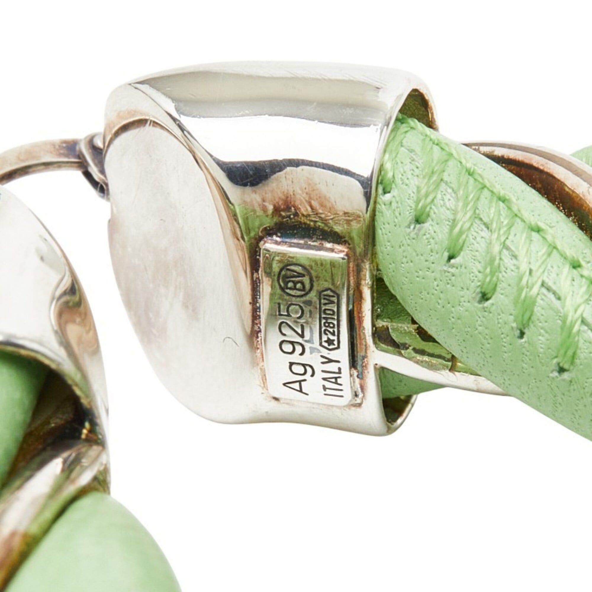 Bottega Veneta Bottega Veneta Twist Hoop Earrings, Green Leather, SV925 Silver, Women's. Size ONE SIZE - 4 Thumbnail