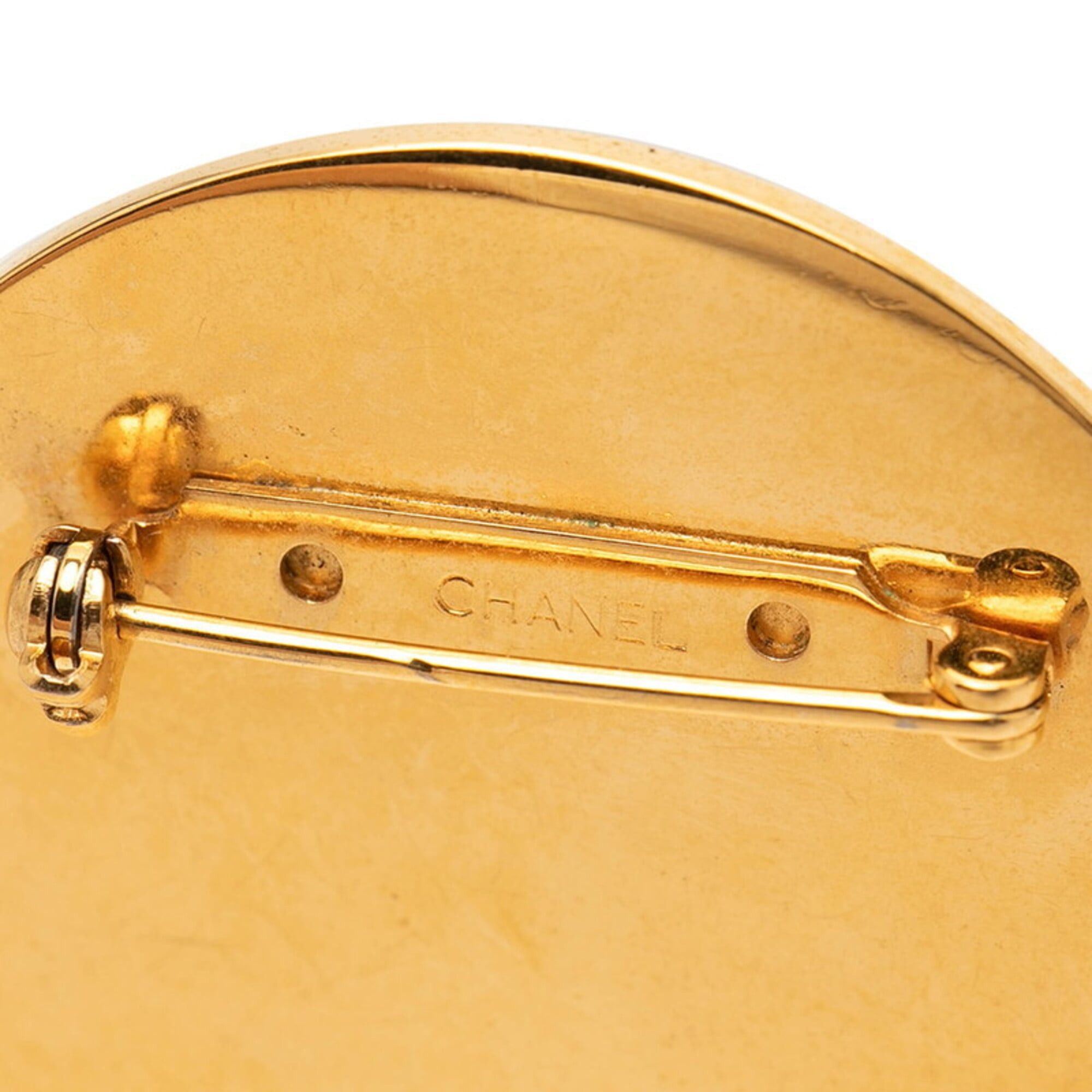 Chanel Chanel Coco Mark Brooch, Gold, Black Plated, Enamel, Women's CHANEL Size ONE SIZE - 3 Thumbnail