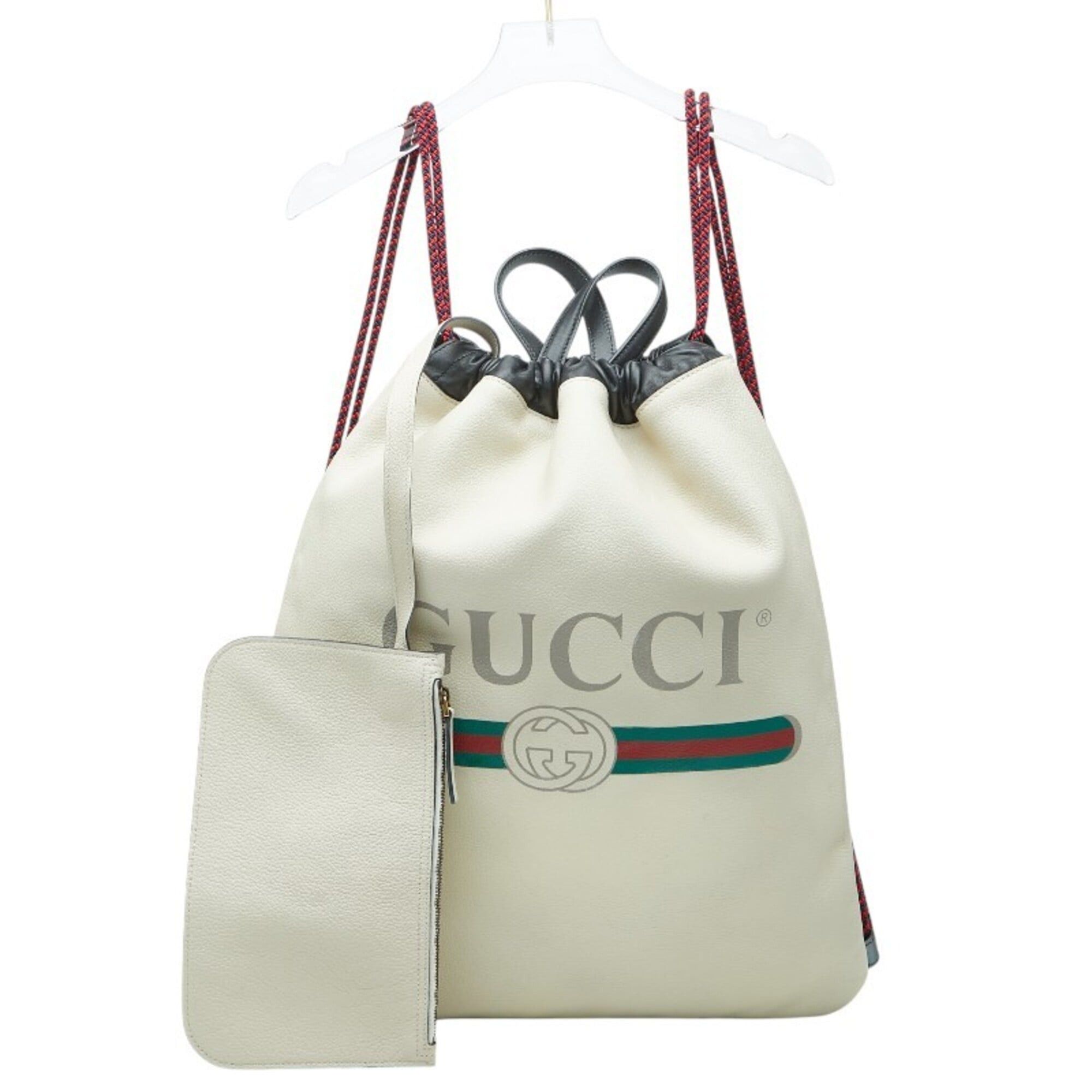 Gucci Gucci Sherry Line Drawstring Backpack, 516639, Ivory Leather, Women's GUCCI Size ONE SIZE - 9 Thumbnail