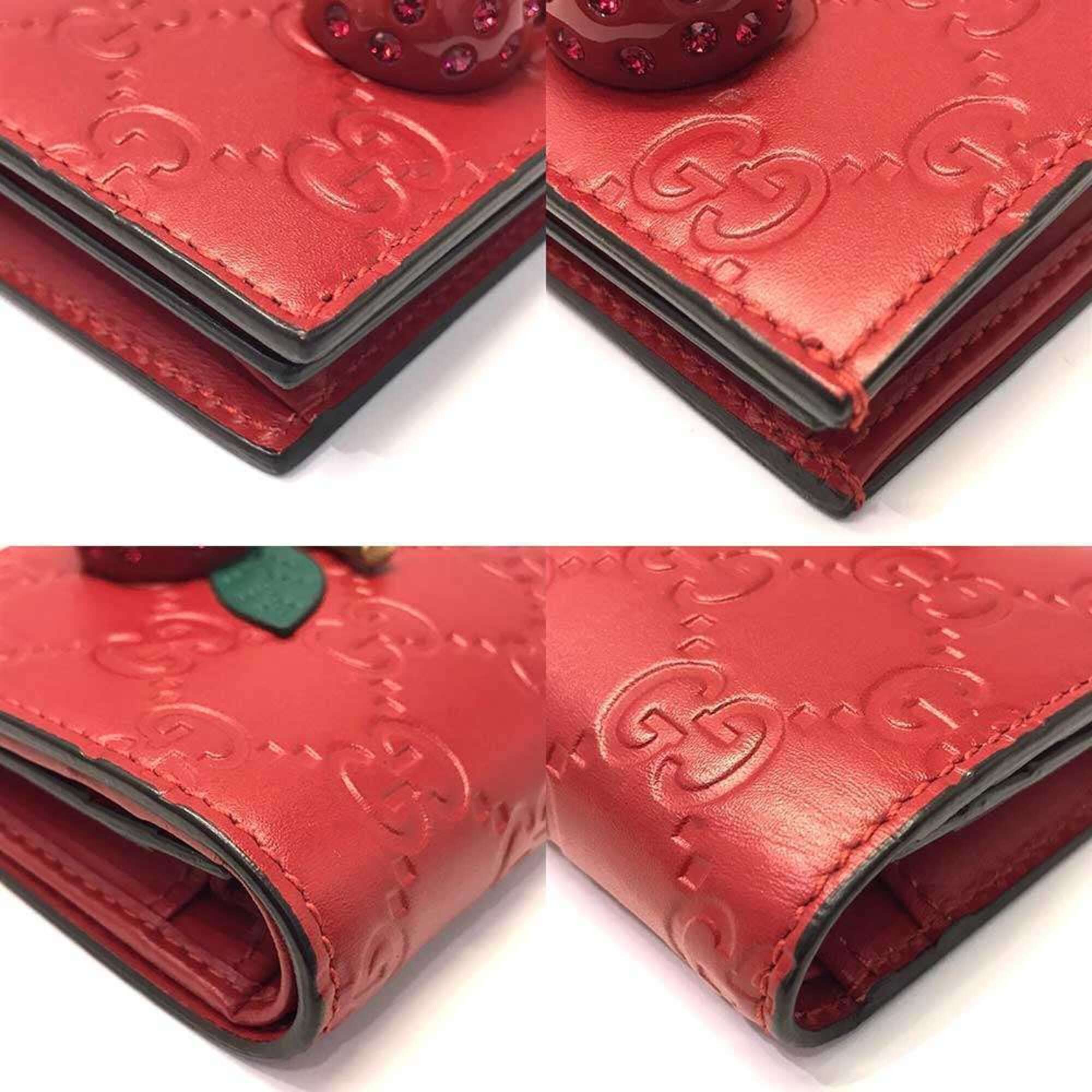 Gucci Gucci Guccissima Leather Cherry Red Bi-fold Wallet for Women, Design, 476050 GUCCI Size ONE SIZE - 5 Thumbnail