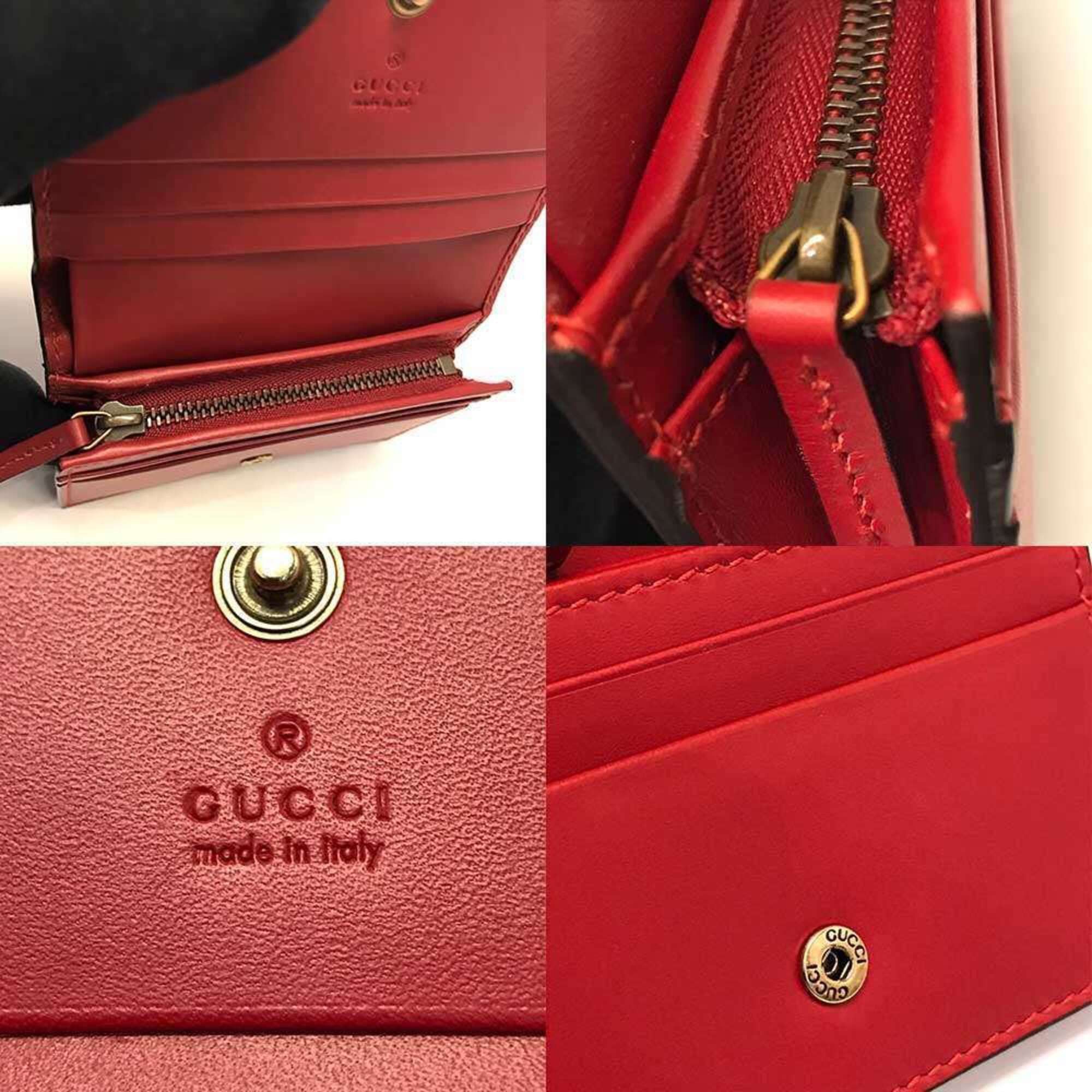Gucci Gucci Guccissima Leather Cherry Red Bi-fold Wallet for Women, Design, 476050 GUCCI Size ONE SIZE - 7 Thumbnail