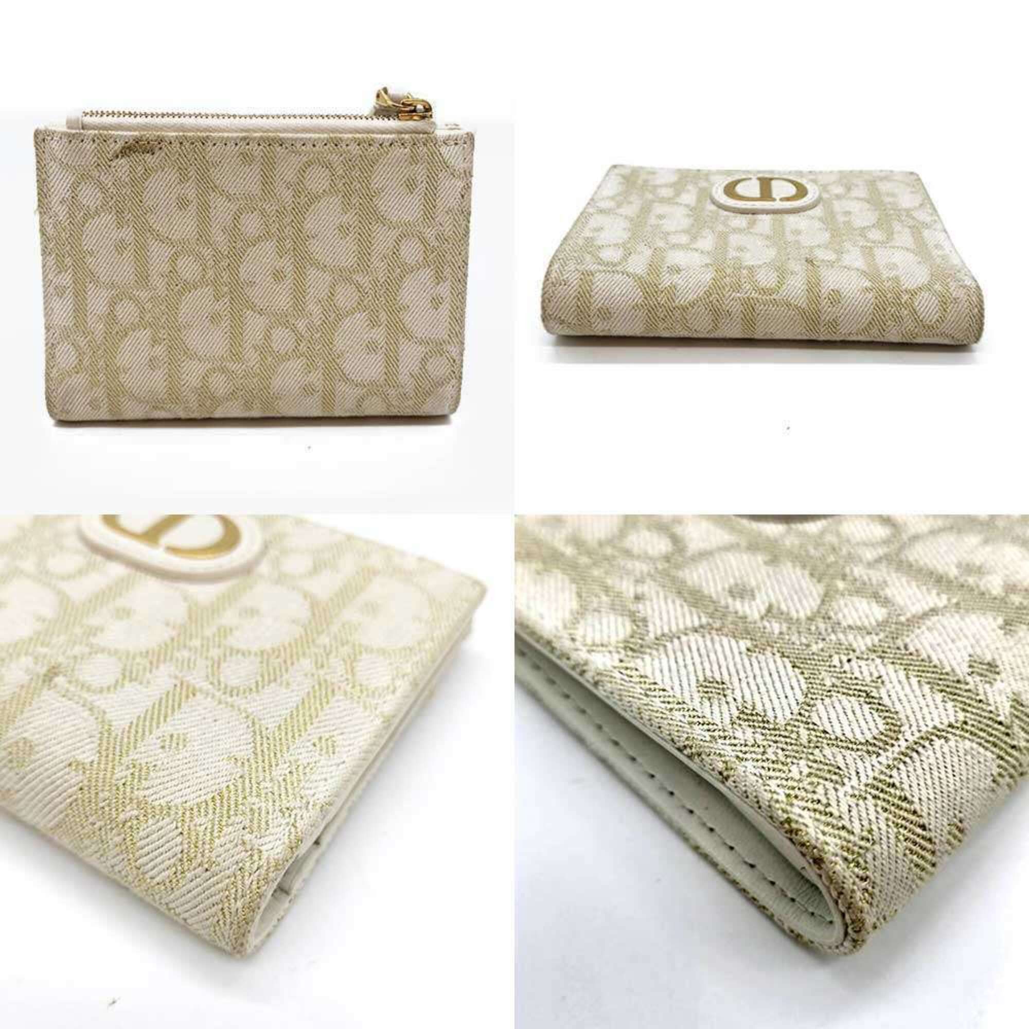 Dior Christian Dior 30 Montaigne Compact Wallet, Bi-fold White, Trotter Jacquard, Women's. Size ONE SIZE - 2 Thumbnail