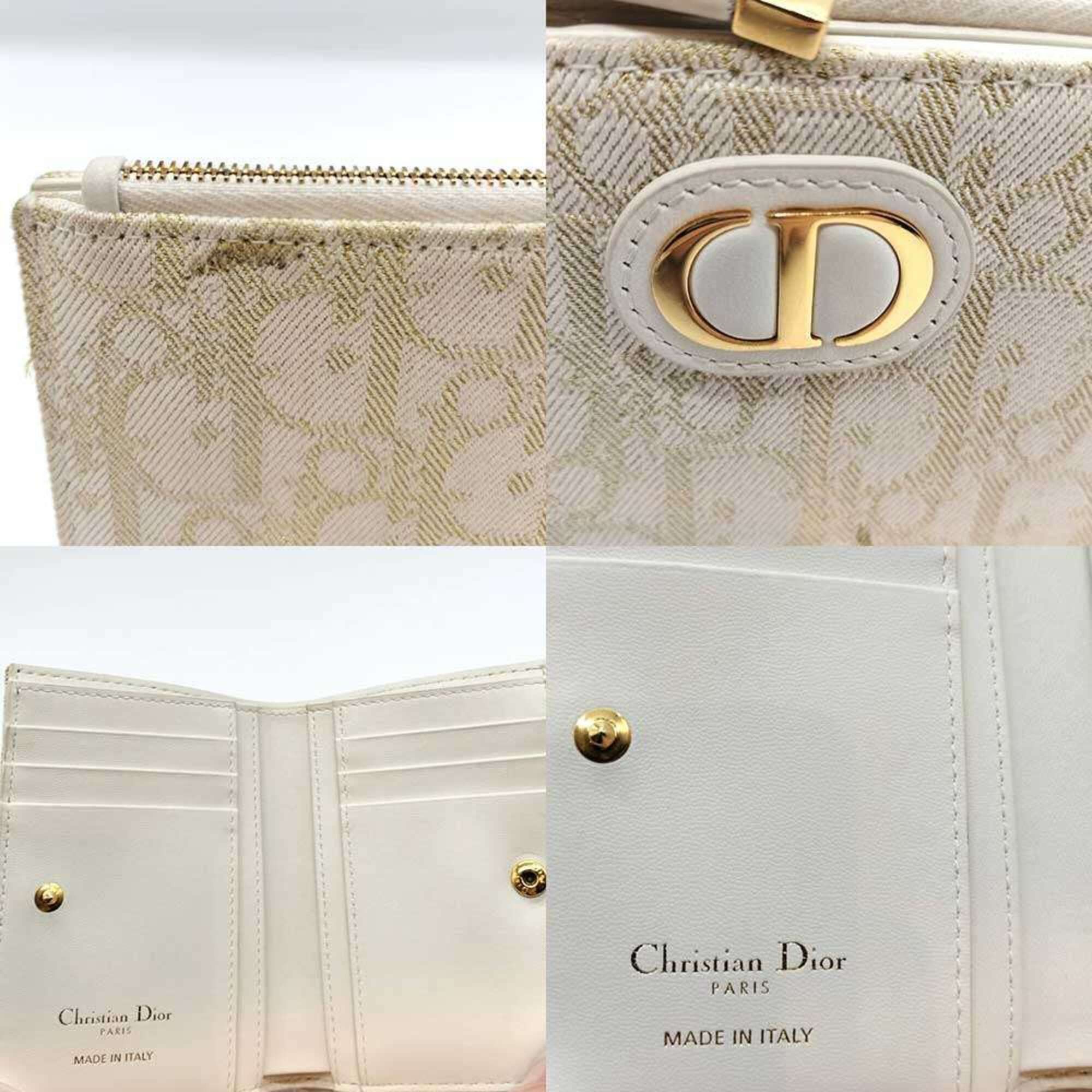 Dior Christian Dior 30 Montaigne Compact Wallet, Bi-fold White, Trotter Jacquard, Women's. Size ONE SIZE - 3 Thumbnail
