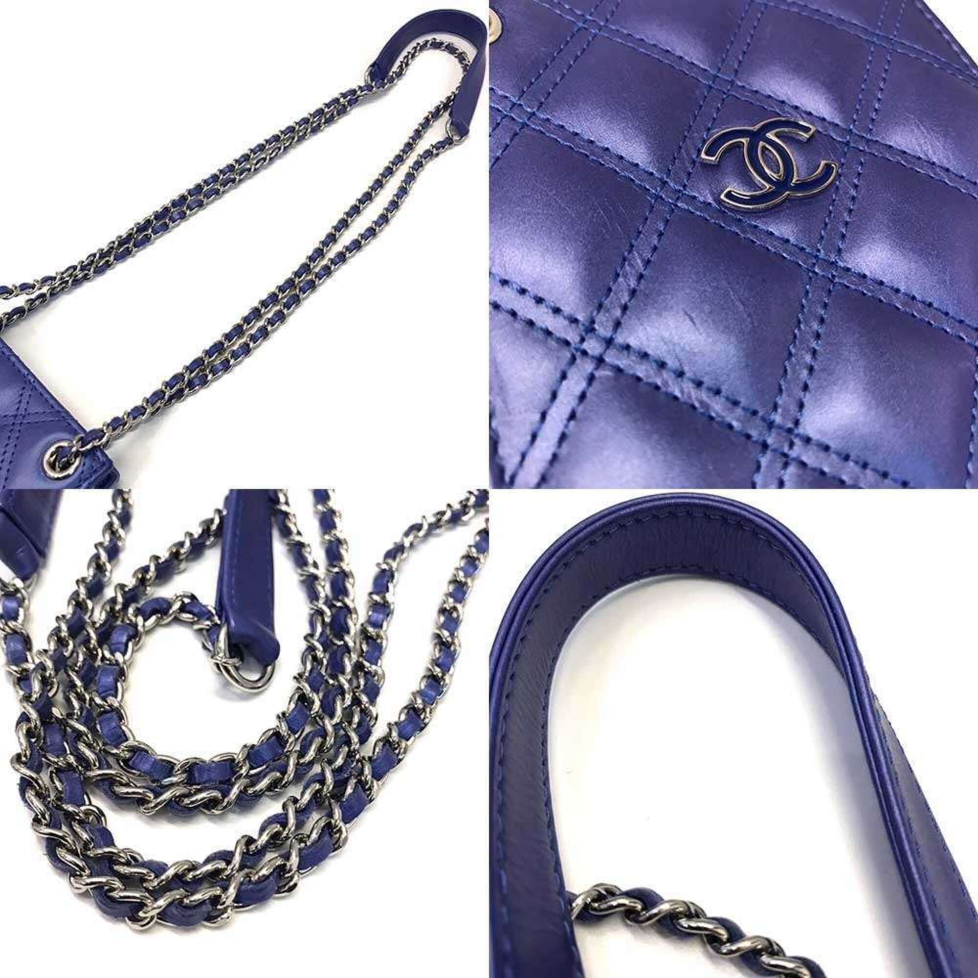 Chanel Chanel Matelassé Chain Bag Shoulder Pouch Lambskin Leather Soft Blue A82150 CHANEL Size ONE SIZE - 5 Thumbnail