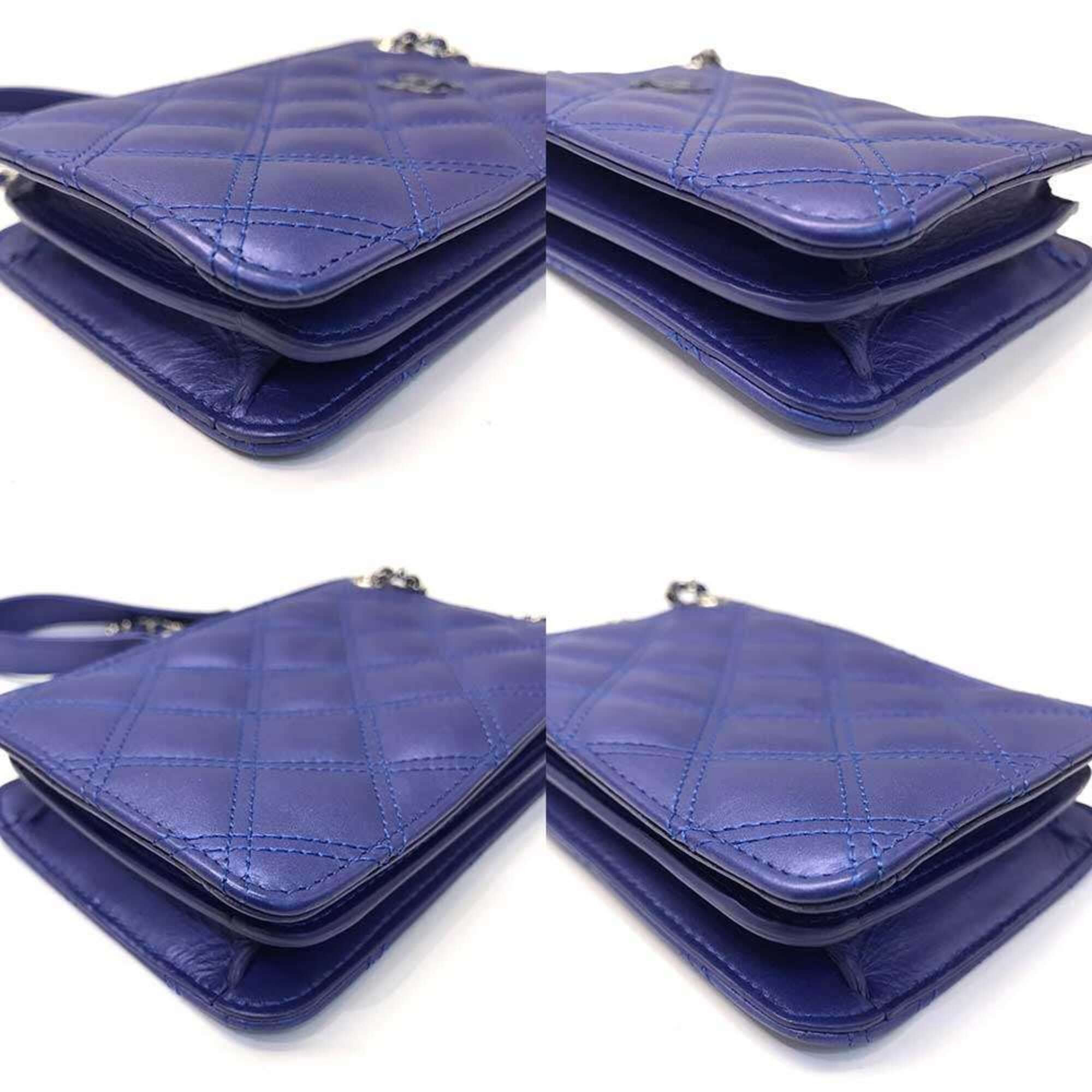 Chanel Chanel Matelassé Chain Bag Shoulder Pouch Lambskin Leather Soft Blue A82150 CHANEL Size ONE SIZE - 4 Thumbnail