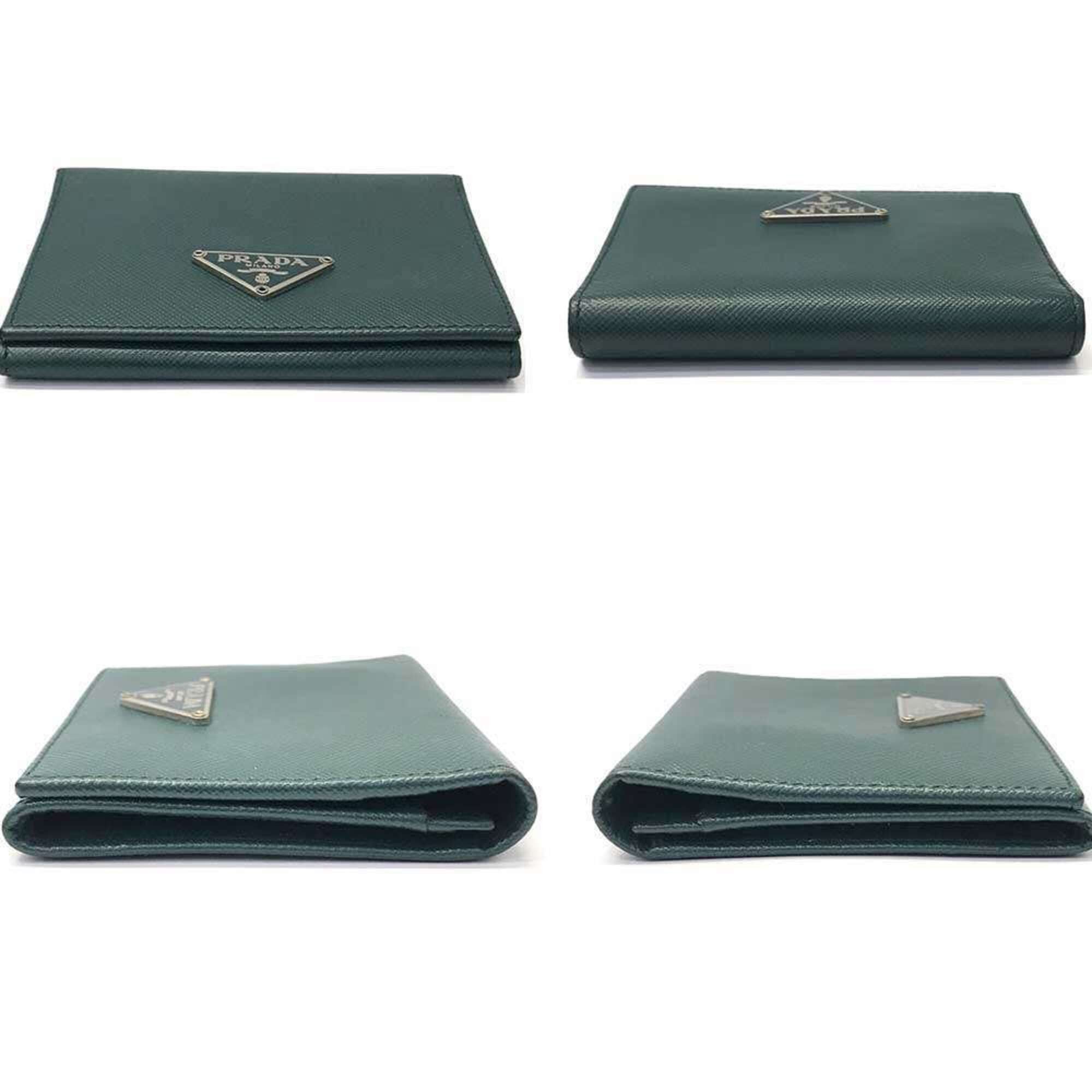 Prada Prada Saffiano Card Case Coin Purse Green Triangle PRADA Size ONE SIZE - 4 Thumbnail