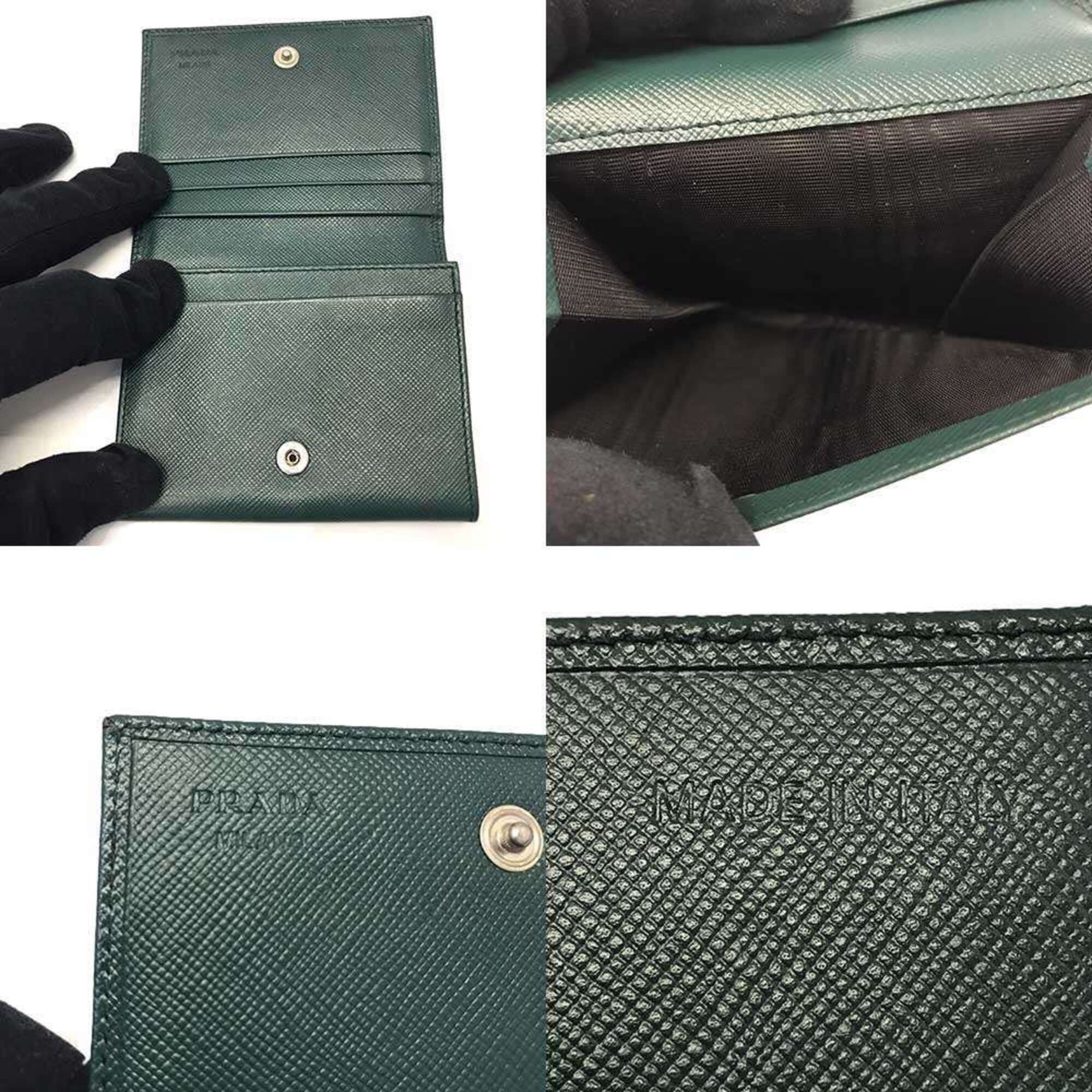 Prada Prada Saffiano Card Case Coin Purse Green Triangle PRADA Size ONE SIZE - 5 Thumbnail