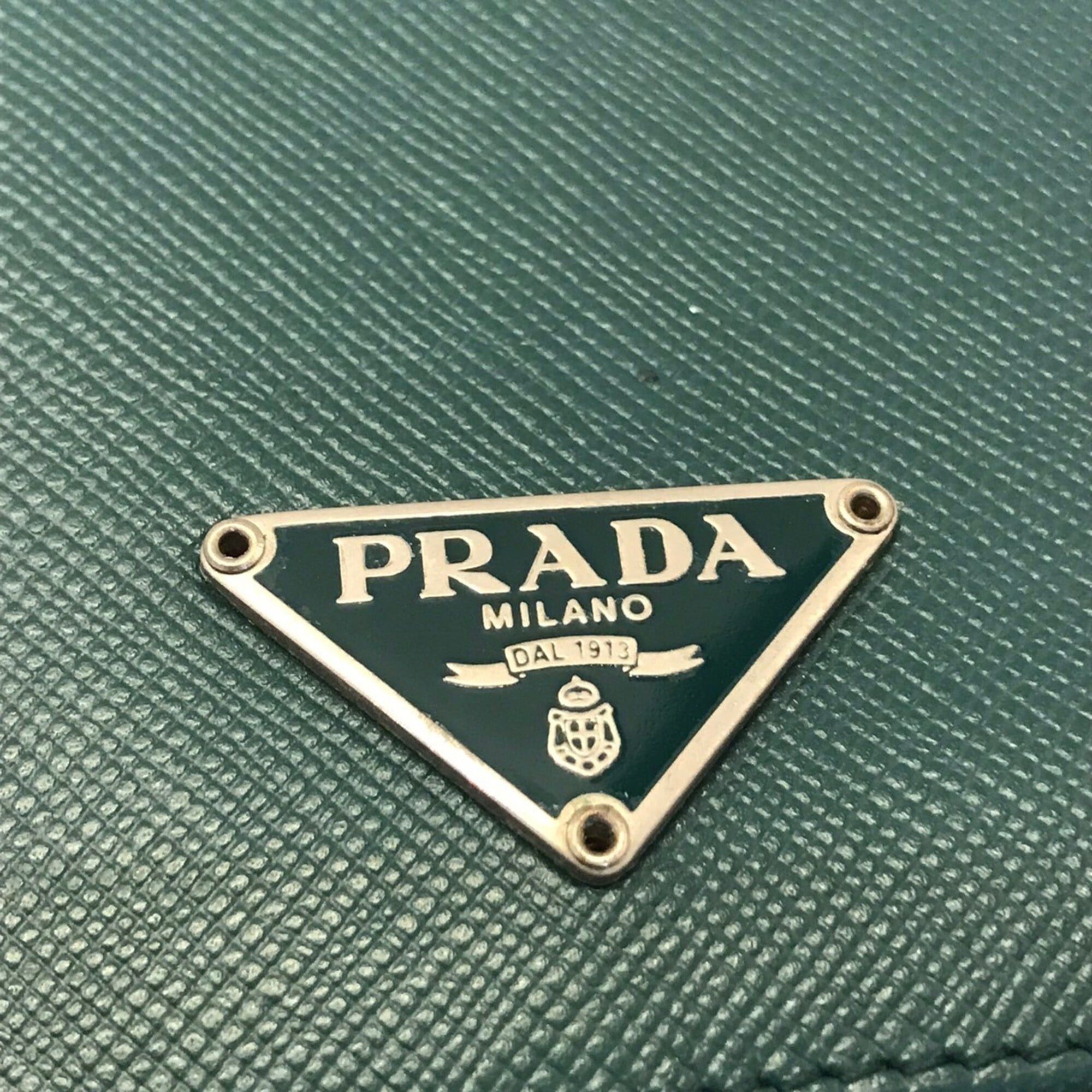 Prada Prada Saffiano Card Case Coin Purse Green Triangle PRADA Size ONE SIZE - 3 Thumbnail
