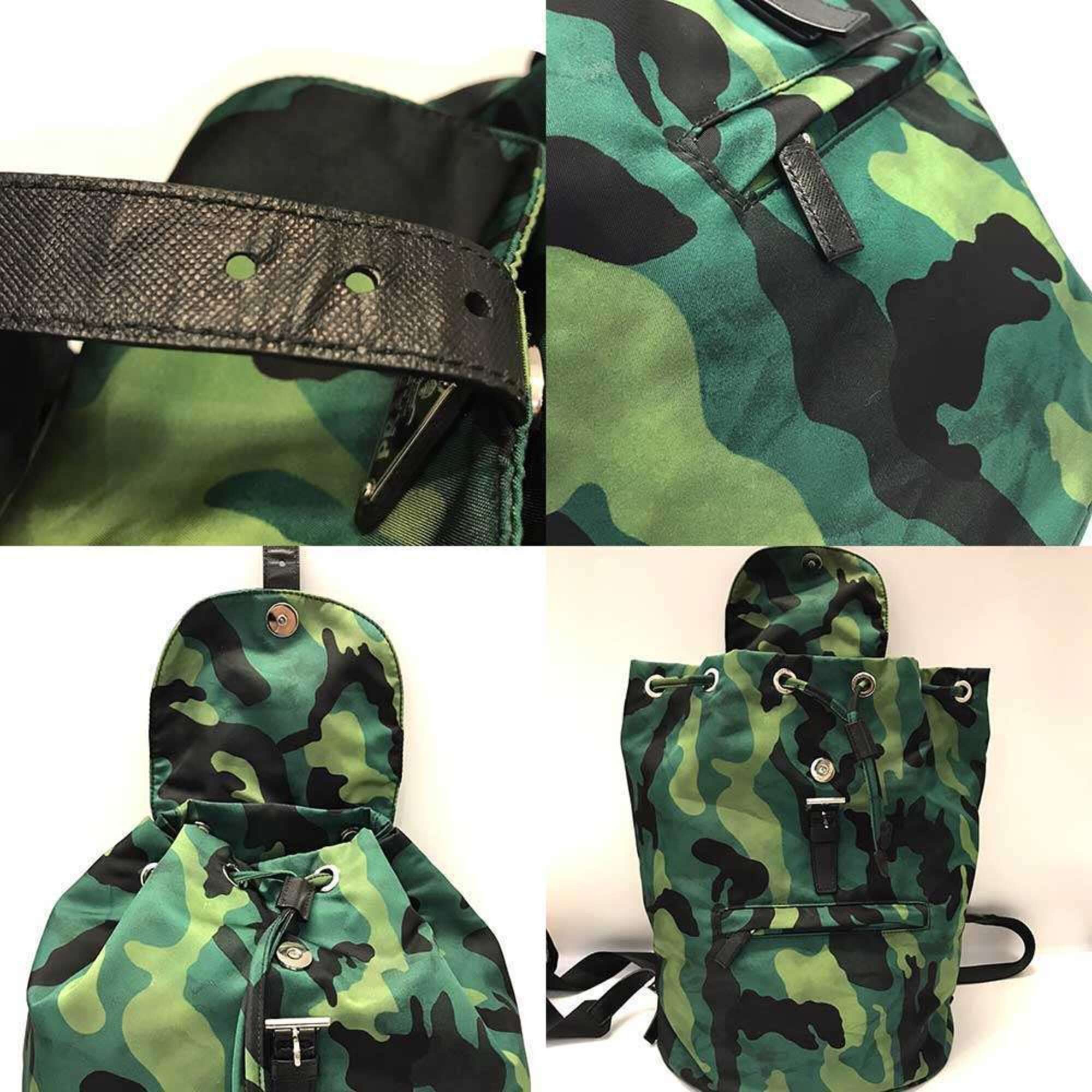 Prada Prada Nylon Backpack, Rucksack, Plate, Camouflage Pattern, Green, BZ0032 PRADA Size ONE SIZE - 5 Thumbnail